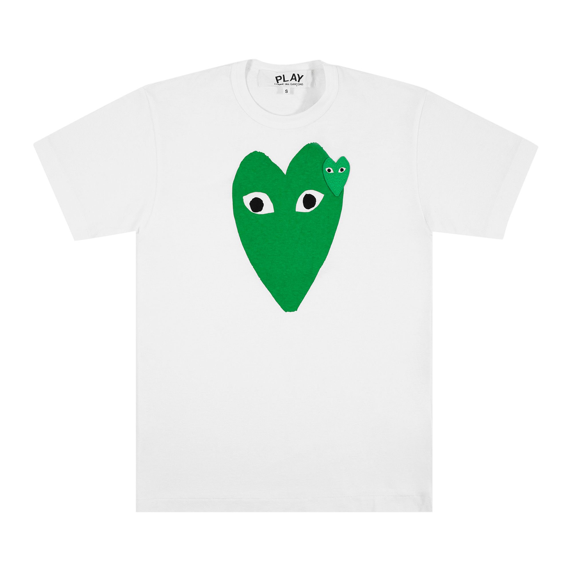 Pre-owned Comme Des Garçons Play Comme Des Gar�ons Short-sleeve Play T-shirt With Large Green Heart 'white/green'