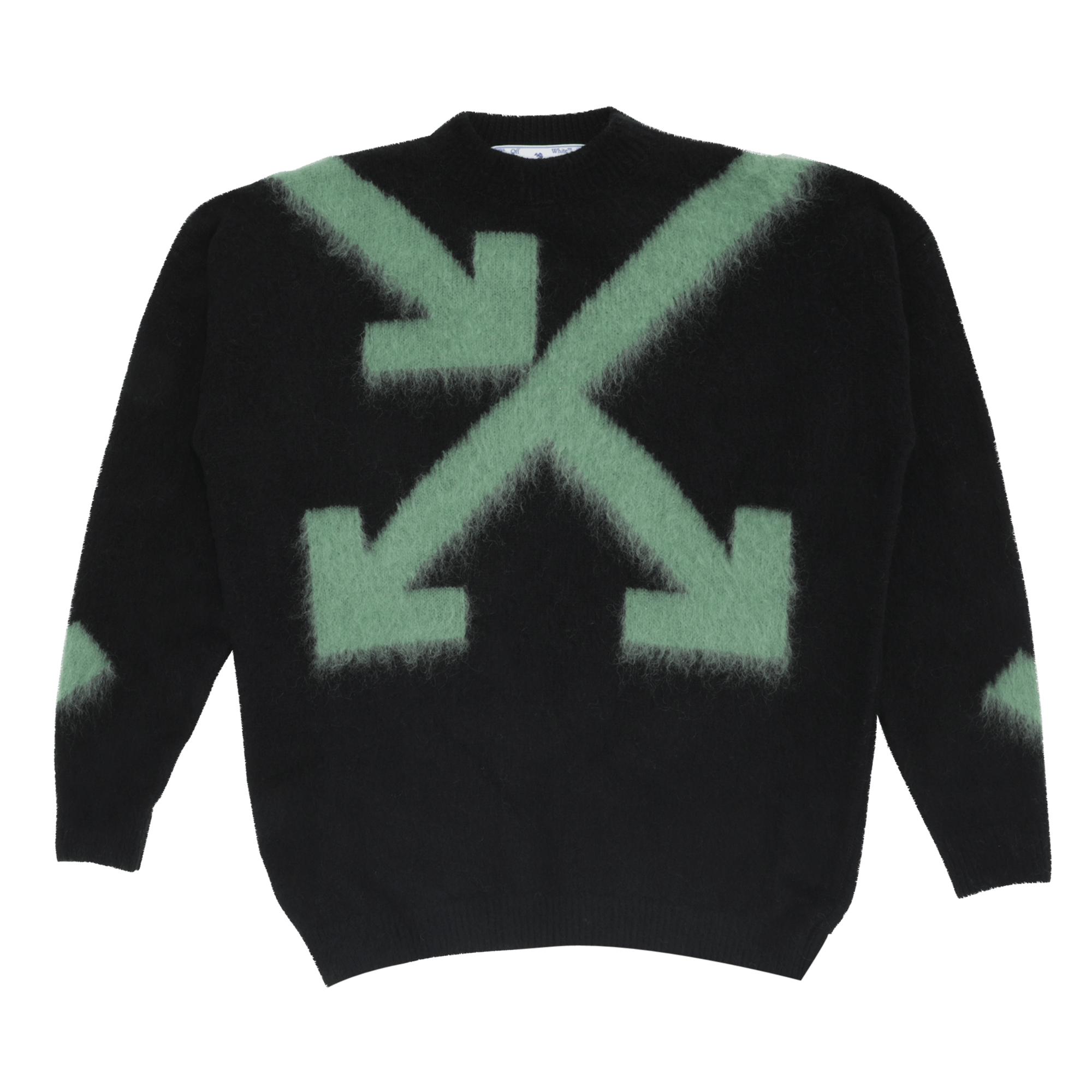 OFF-WHITE FUZZY ARROWS CREWNECK 'BLACK/HEDGE GREEN'