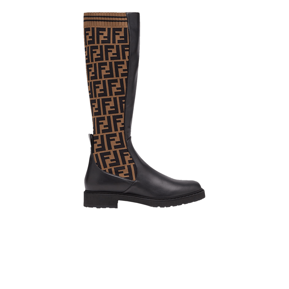 Fendi FF Rockoko Leather Boot 'Black Tabacco'