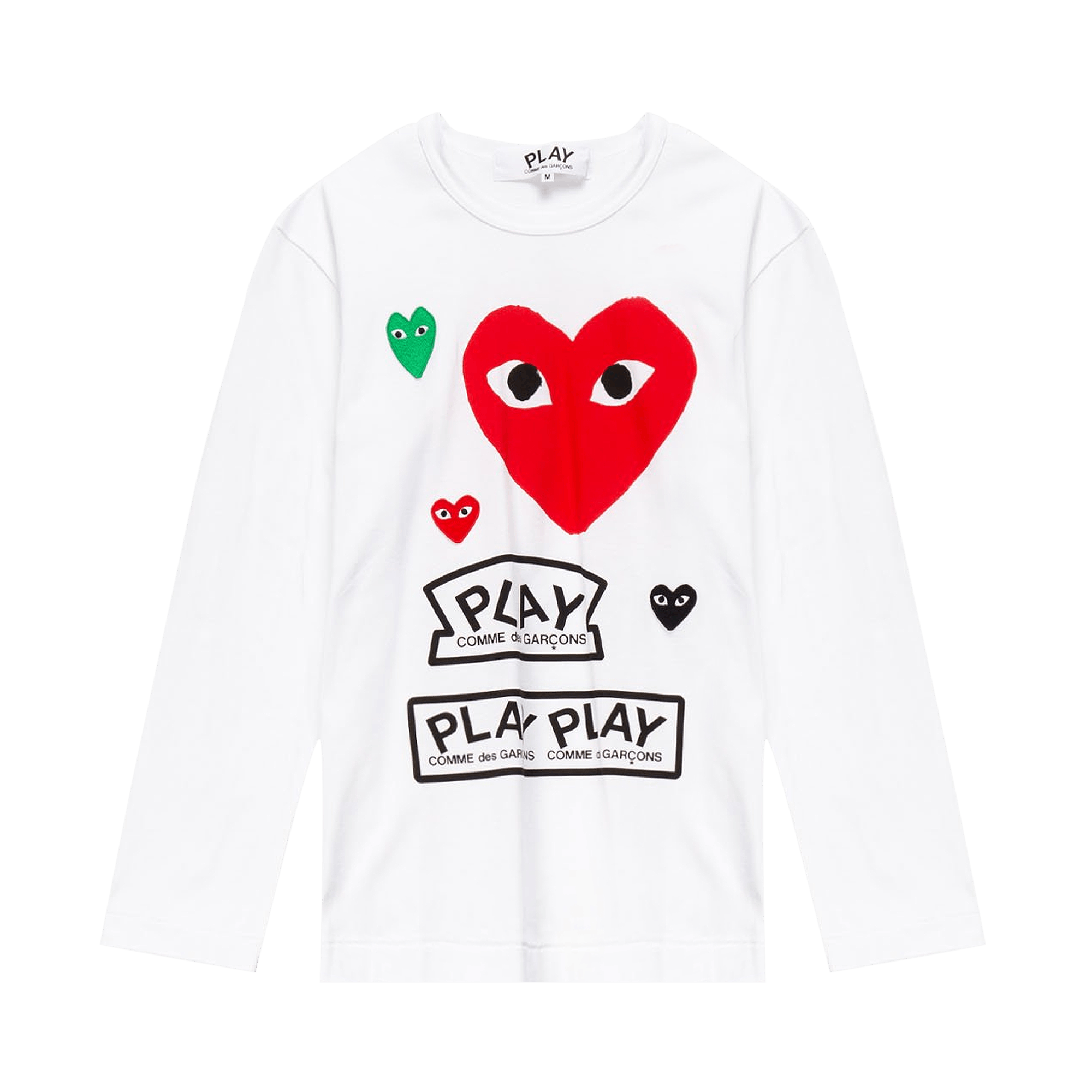 Pre-owned Comme Des Garçons Play Miscellaneous Logo Long-sleeve Tee 'white/red'