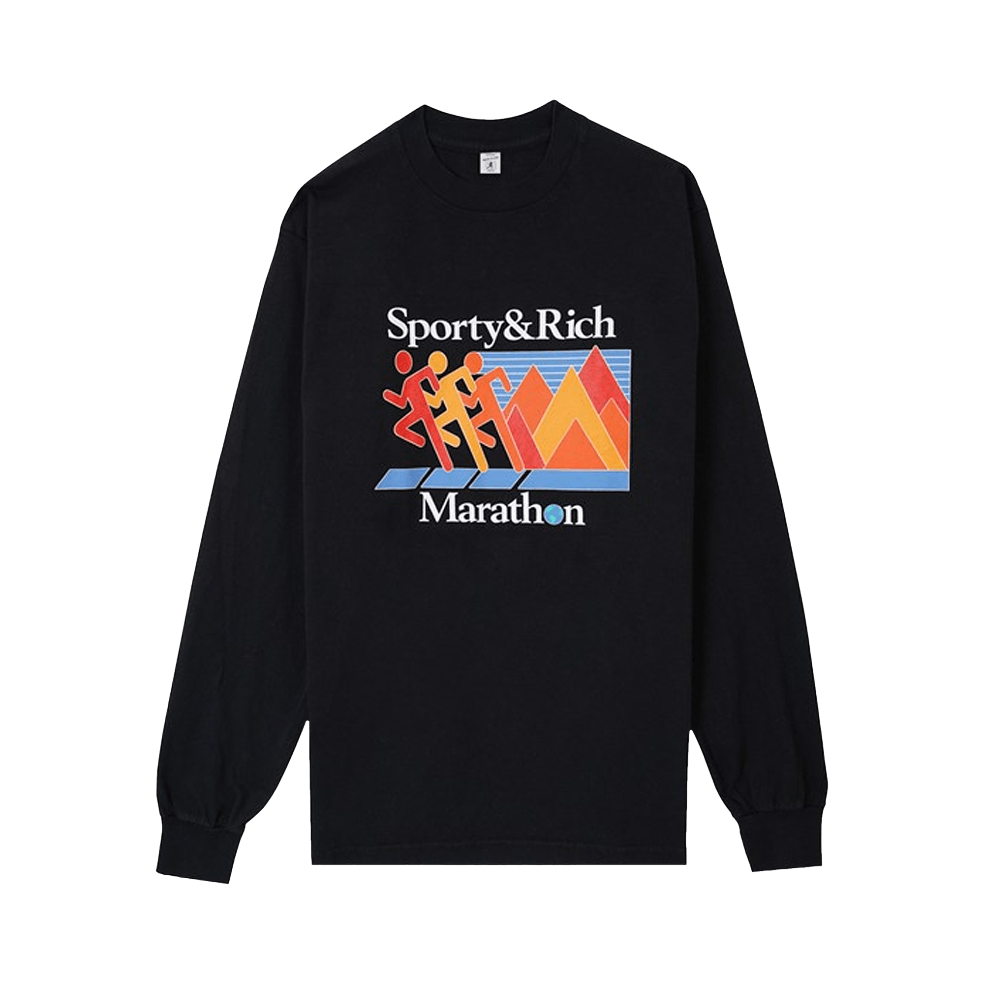 SPORTY AND RICH MARATHON LONG-SLEEVE T-SHIRT 'BLACK'