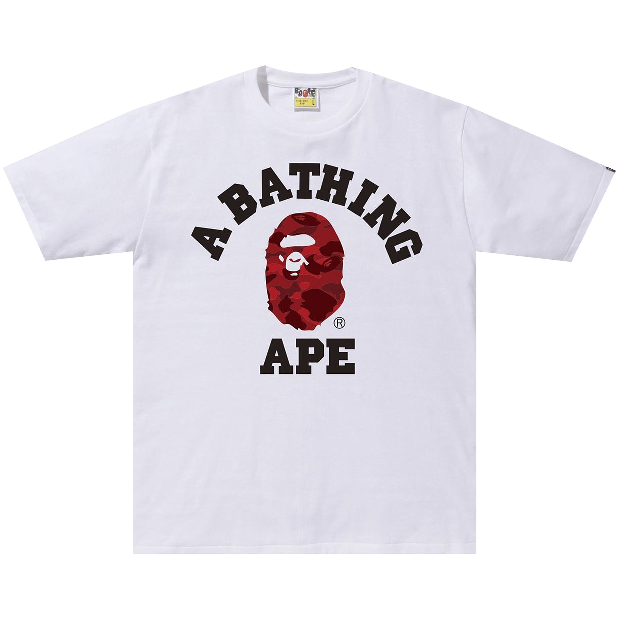 Pre-owned Bape Color Camo College Tee 'white/red'