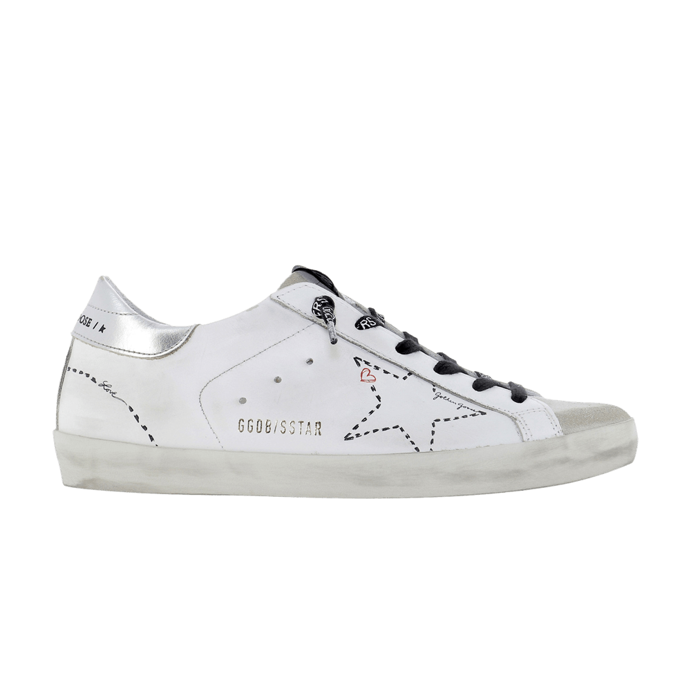 Golden Goose Wmns Superstar Distressed Low 'White Silver'