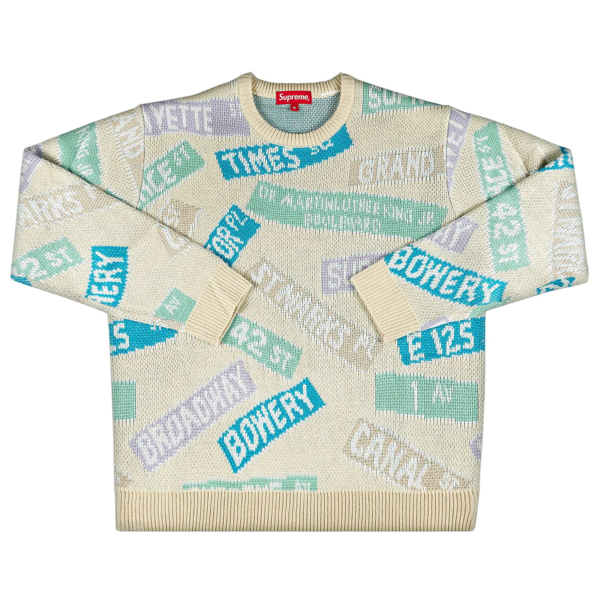 Pre-owned Supreme Street Signs Sweater 'natural' In Cream