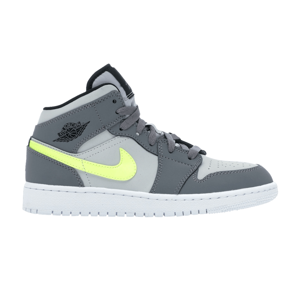 Pre-owned Air Jordan 1 Mid Gs 'gun Smoke Volt' In Grey