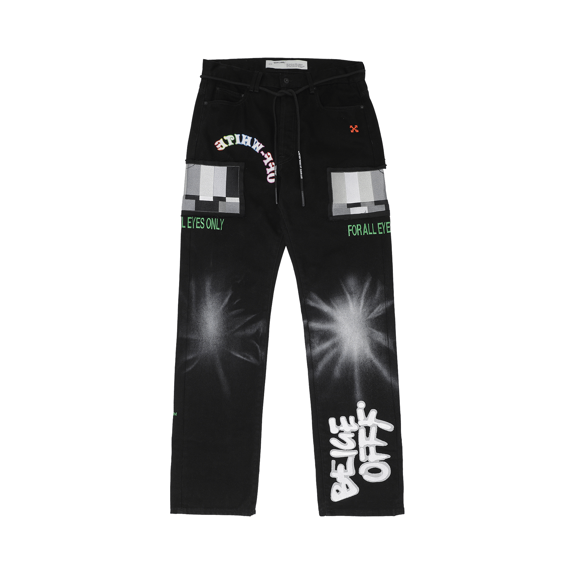Pre-owned Off-white Ev Bravado Relaxed Jeans 'black / Multicolor'