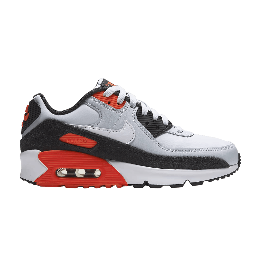 Nike Air Max 90 Leather GS 'Football Grey Bright Crimson'