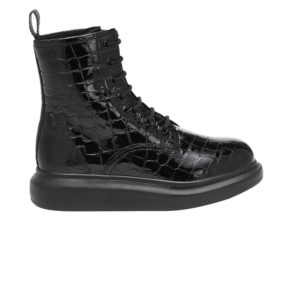Alexander McQueen Wmns Hybrid Ankle Boot 'Black Crocodile'
