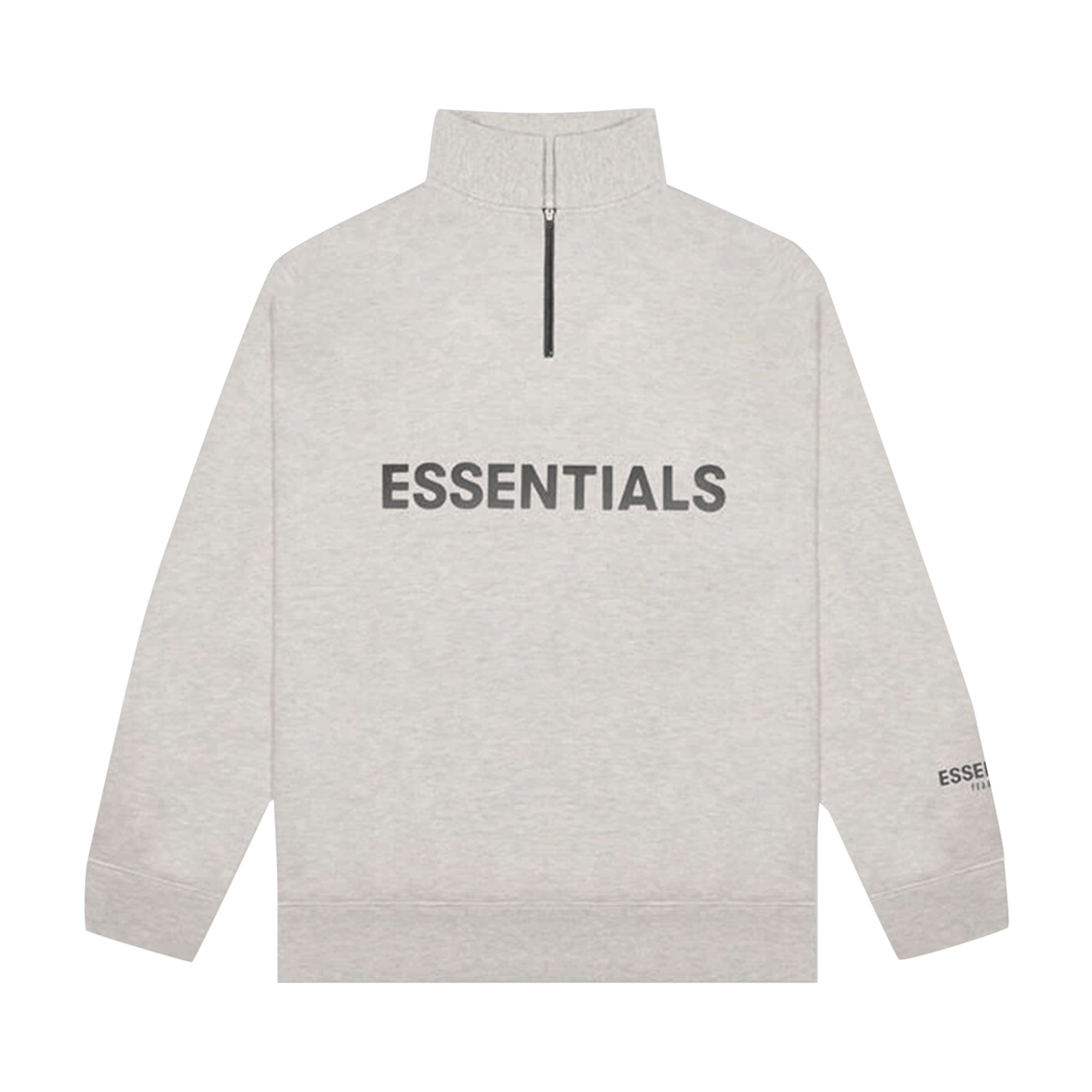 Pre-owned Essentials Fear Of God  Half Zip Pullover 'oatmeal' In Grey