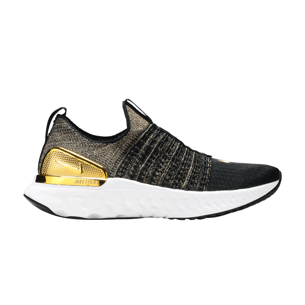 NIKE WMNS REACT PHANTOM RUN FLYKNIT 2 PREMIUM 'BLACK METALLIC GOLD'