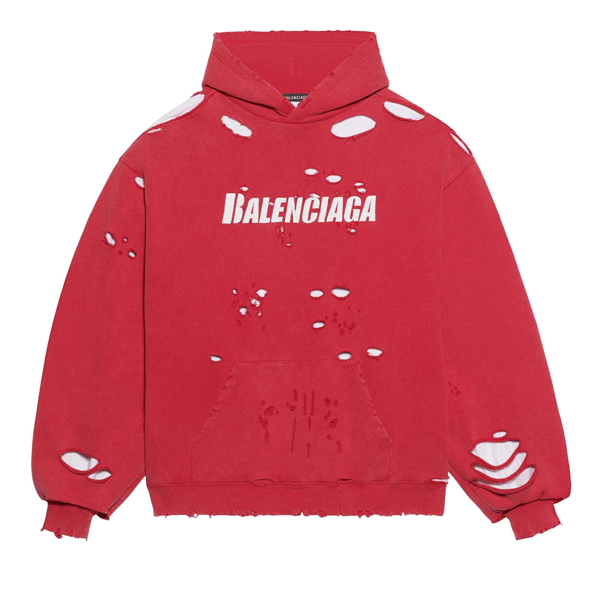 Pre-owned Balenciaga Destroyed Hoodie 'raspberry/white' In Red