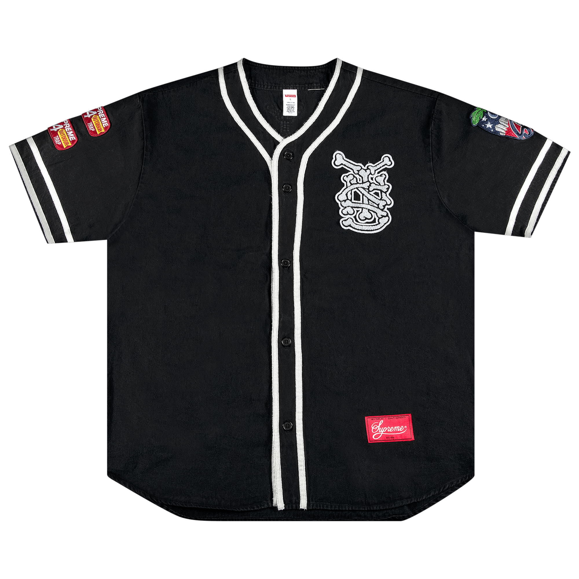 Pre-owned Supreme Patches Denim Baseball Jersey 'black' | ModeSens