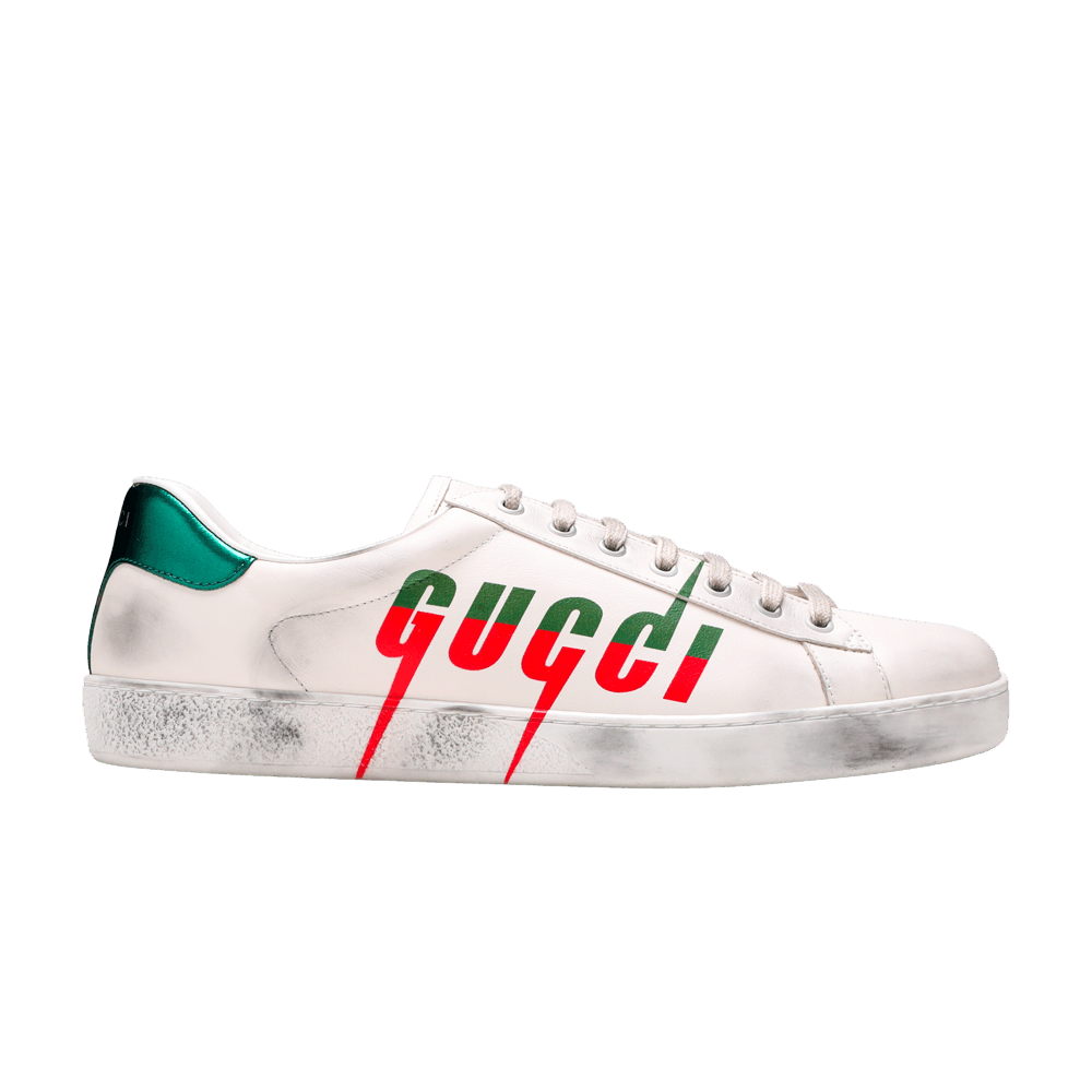 Pre-owned Gucci Ace ' Blade - Distressed White'