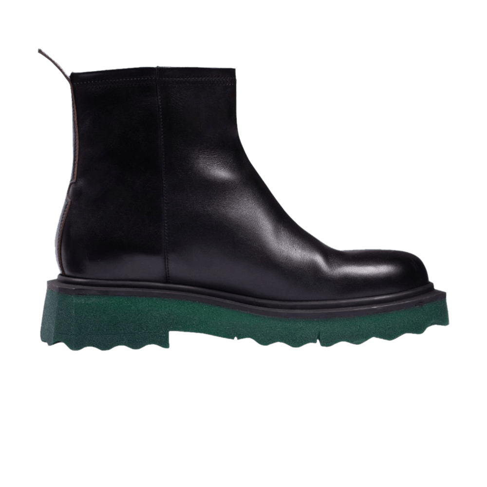 Off-White Sponge Sole Leather Zip Boot 'Black'