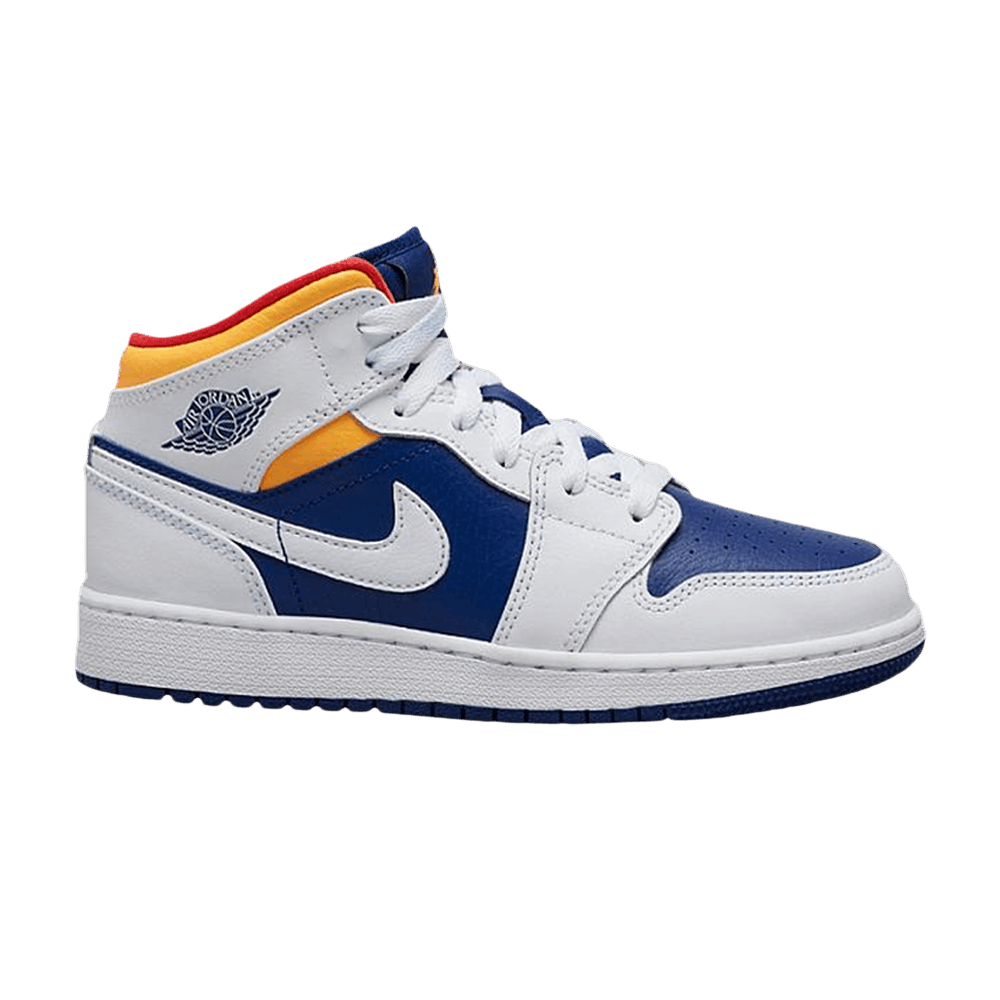 Pre-owned Air Jordan 1 Mid Gs 'white Deep Royal Blue'