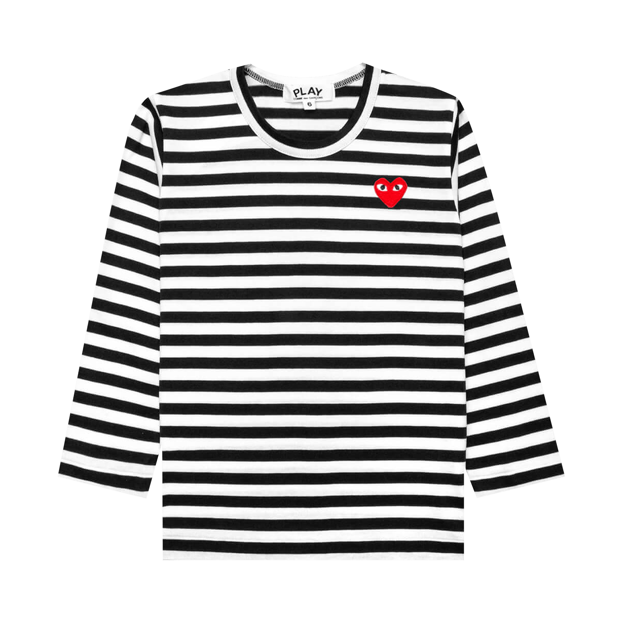 Pre-owned Comme Des Garçons Play Kids Striped Heart Logo Long-sleeve T-shirt 'black/white'