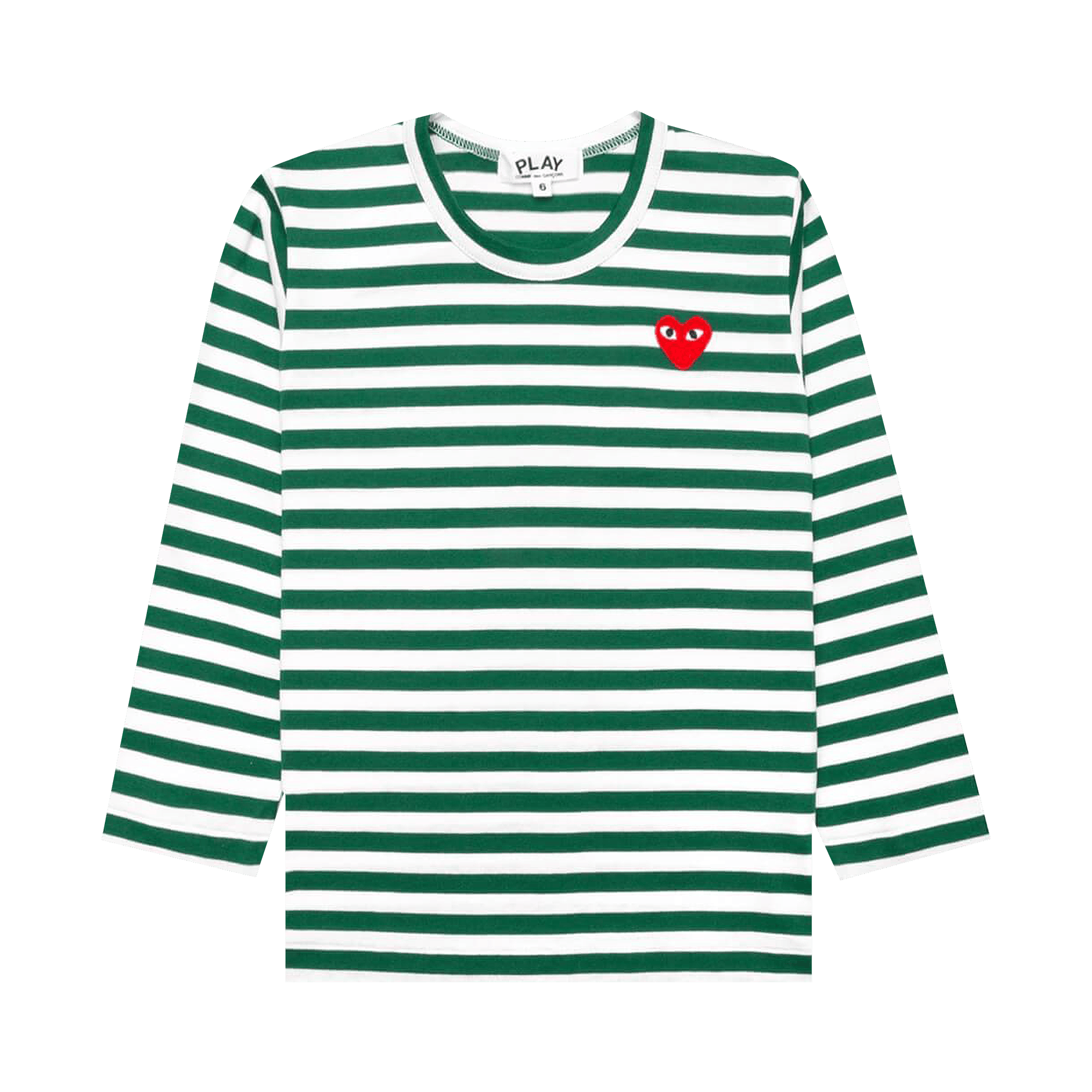 Pre-owned Comme Des Garçons Play Kids Striped Heart Logo Long-sleeve T-shirt 'green/white'