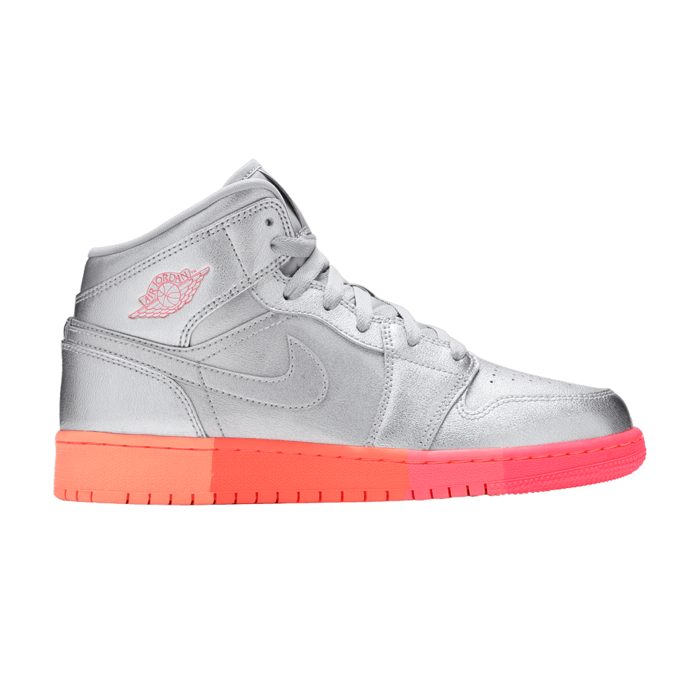 Air Jordan 1 Mid GS 'Metallic Silver Pink Crimson'