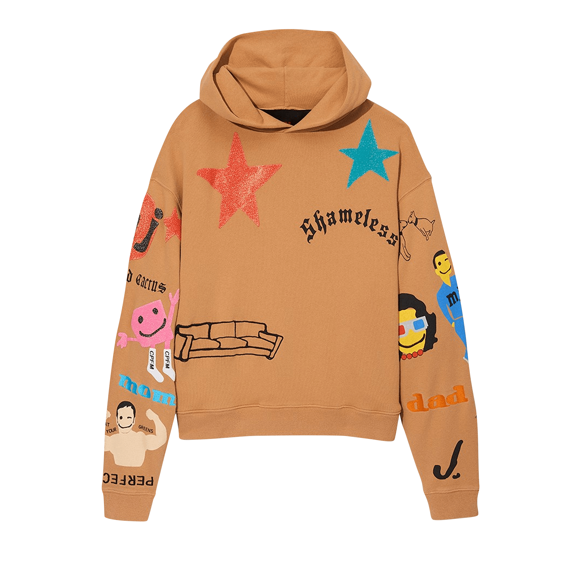 Pre-owned Cactus Plant Flea Market X Marc Jacobs Tattoo Hooded Pullover Sweatshirt 'sand' In Tan