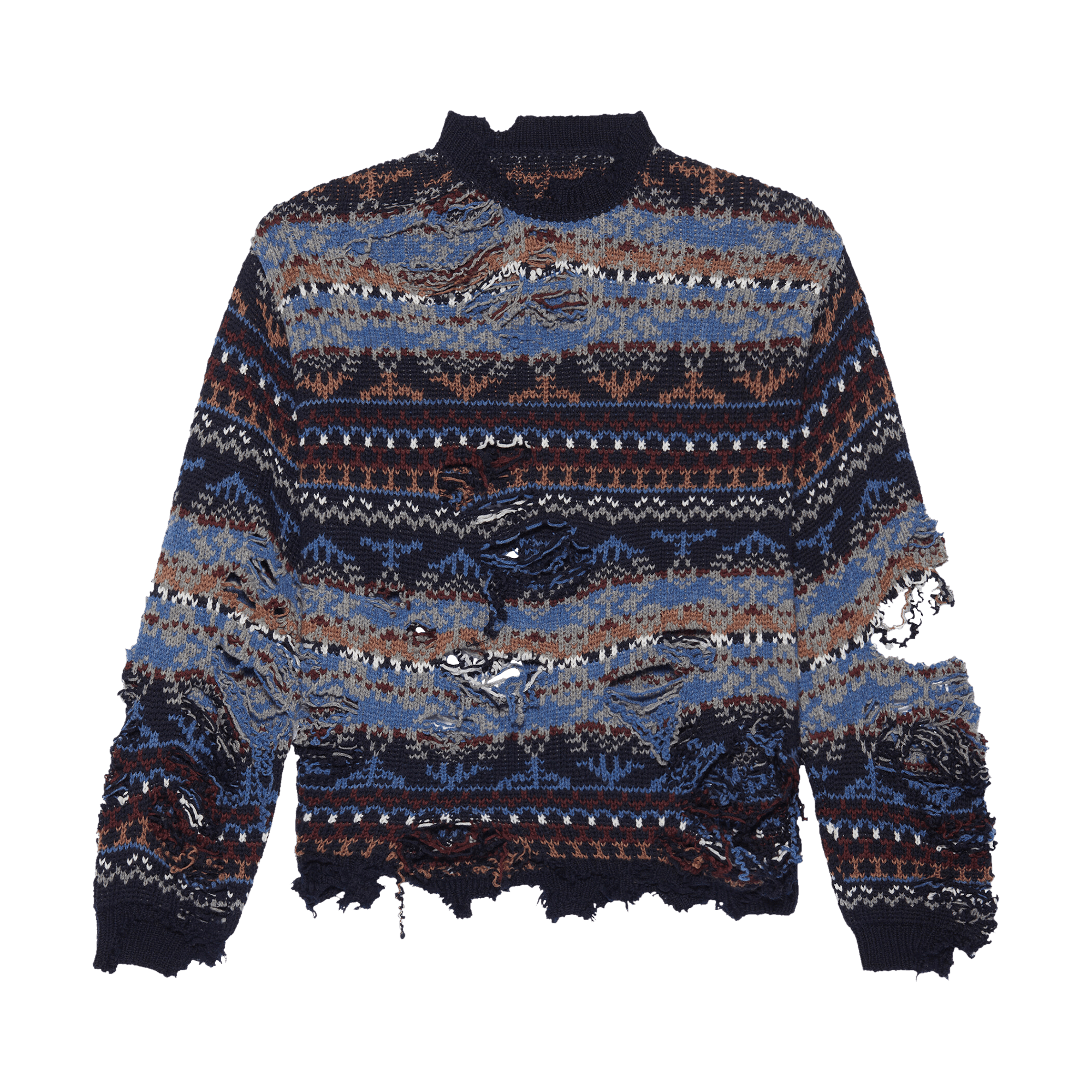 Balenciaga Ripped Sweater 'Navy/Multicolor'
