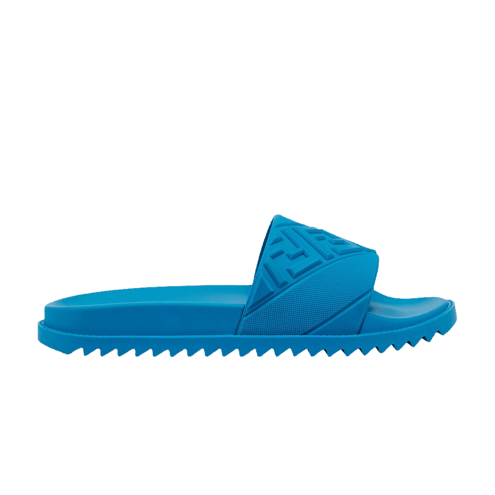 Fendi Rubber Slides 'Embossed Diagonal FF Motif - Turquoise'