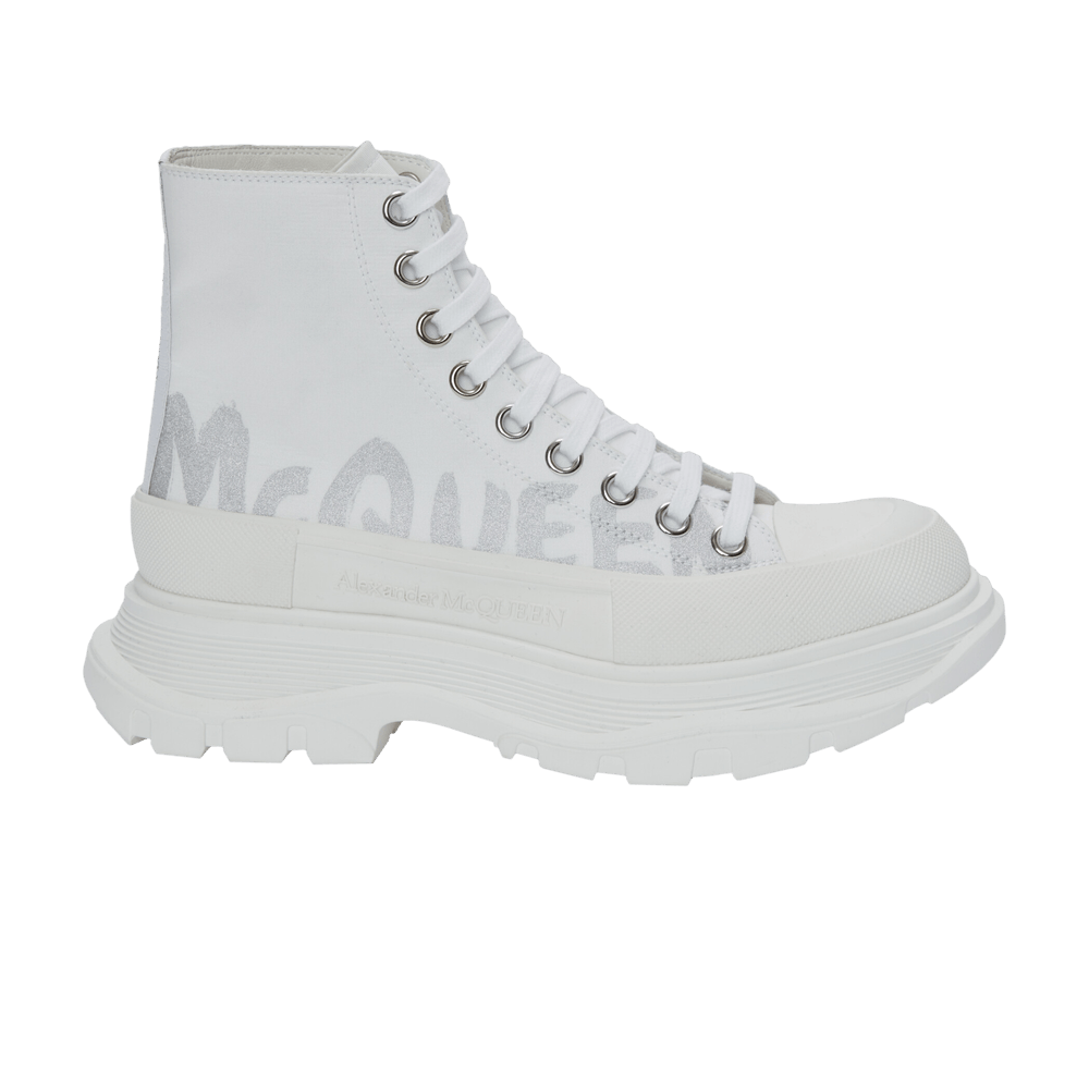 Alexander McQueen Wmns Tread Slick Boots 'White Silver'