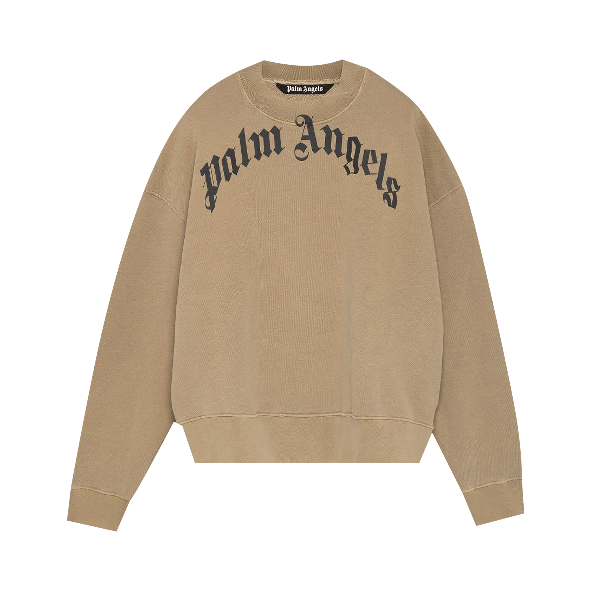 Palm Angels GD Curved Logo Crewneck 'Beige/Black'