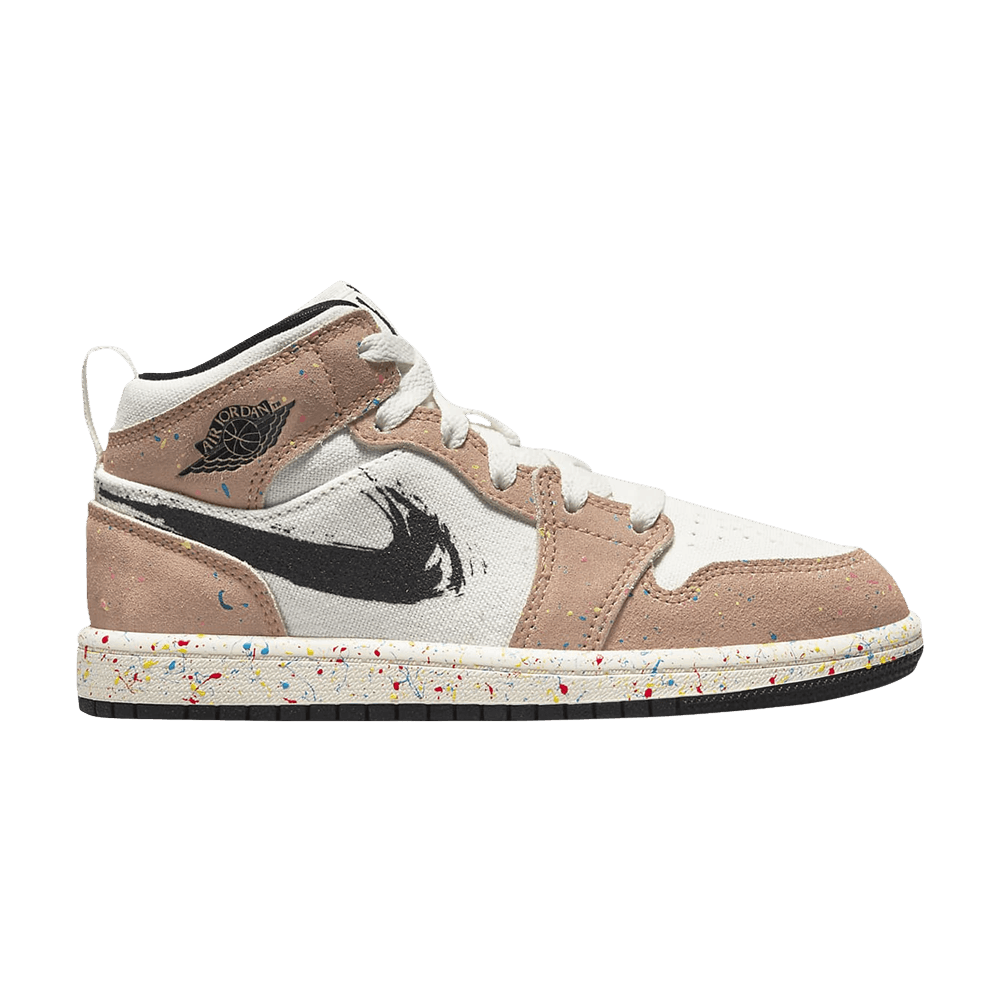 Air Jordan 1 Mid SE PS 'Brushstroke Paint Splatter' - DA8007-100