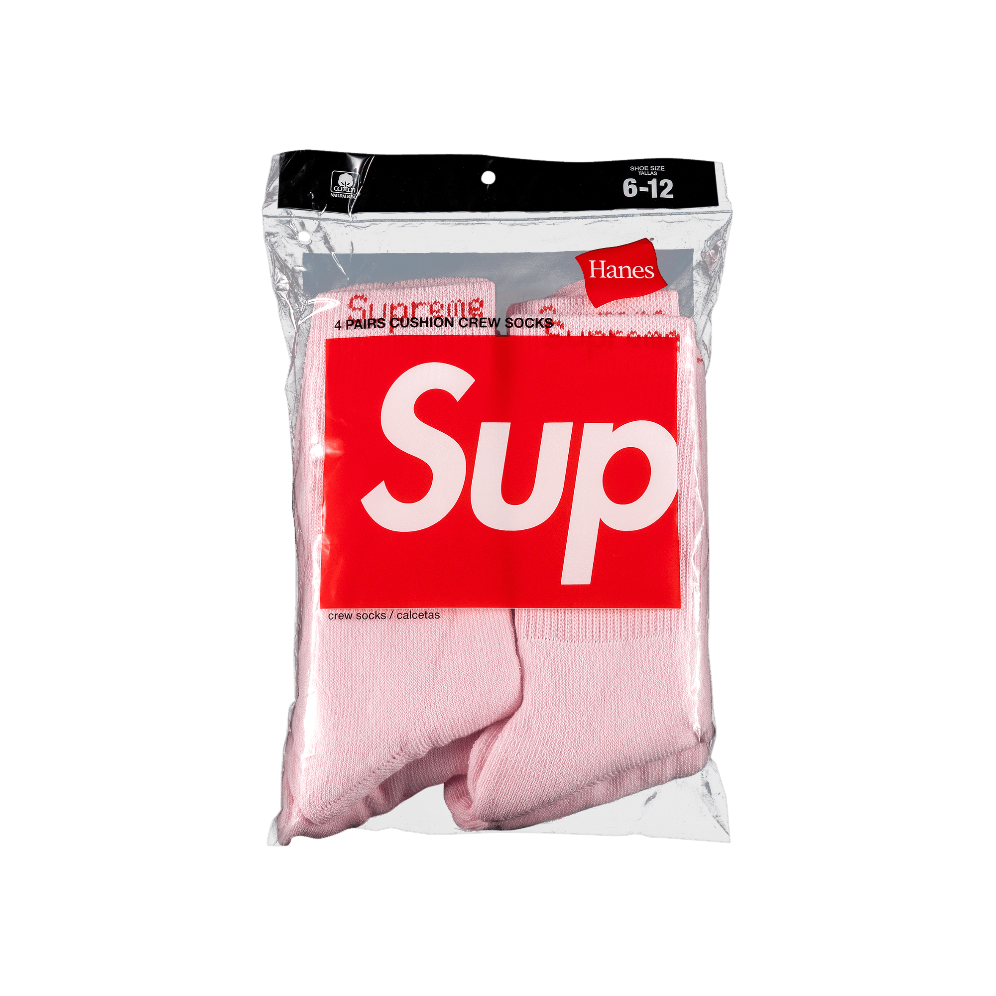 Supreme x Hanes Crew Socks (4 Pack) 'Pink'