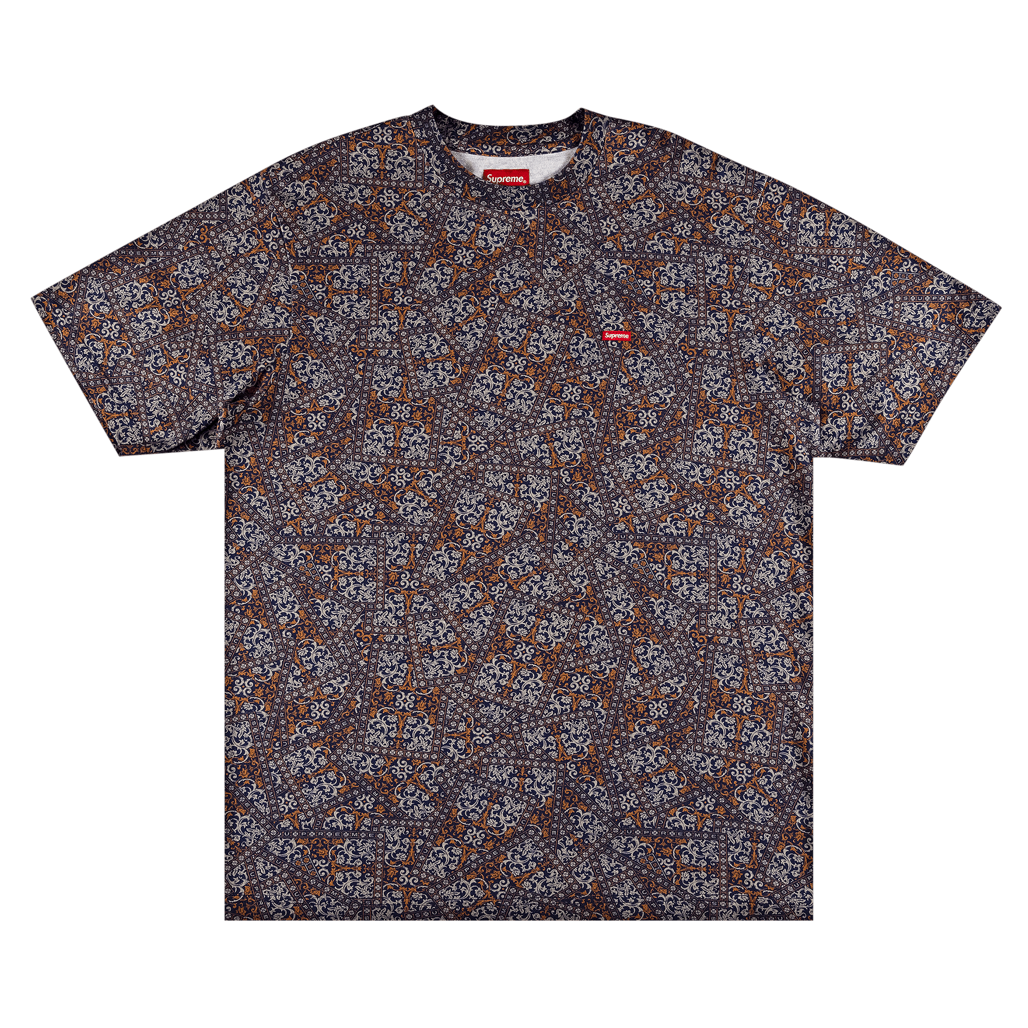 Supreme Small Box Tee 'Navy Floral Cards'