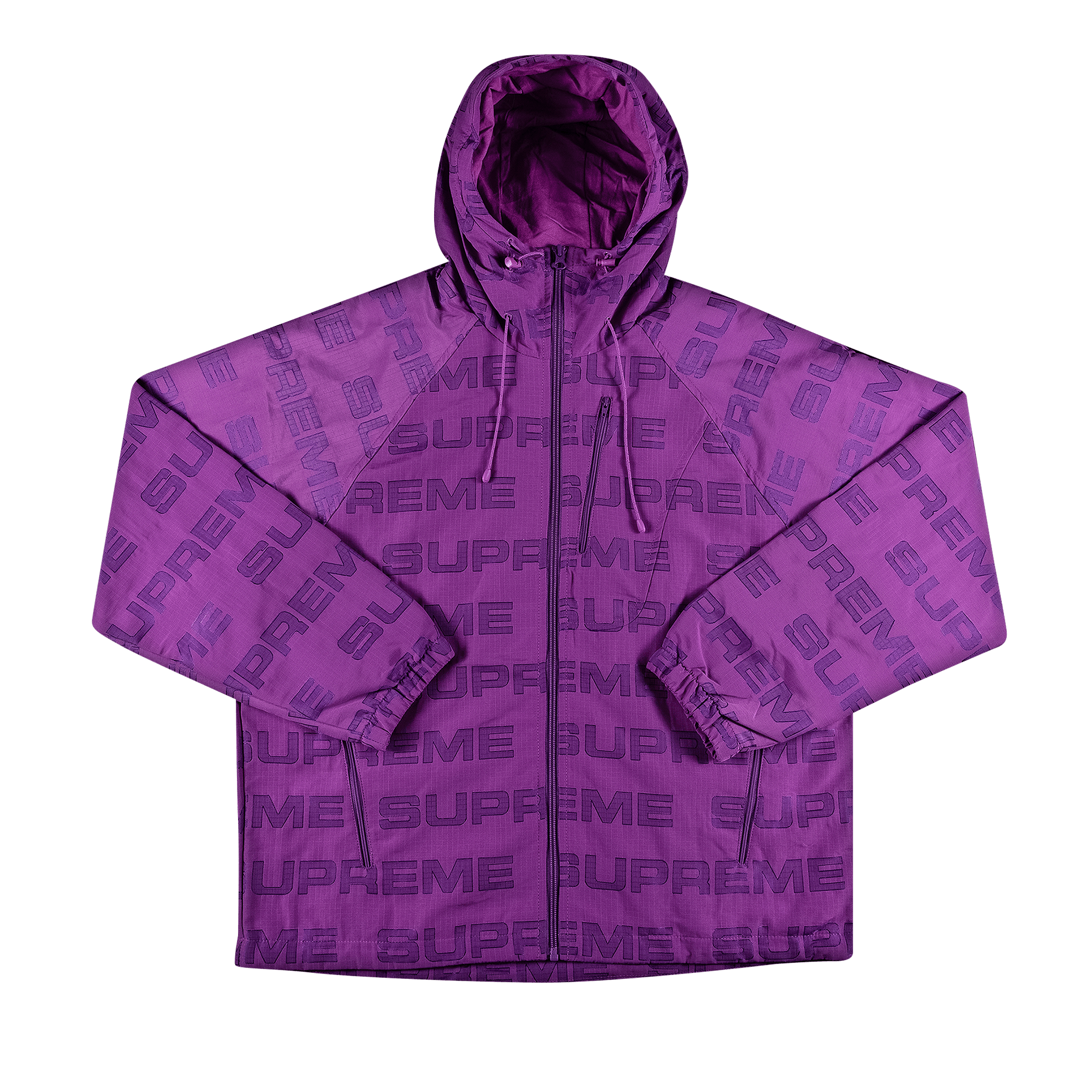 Supreme Logo Ripstop Hooded Track Jacket 'Purple'