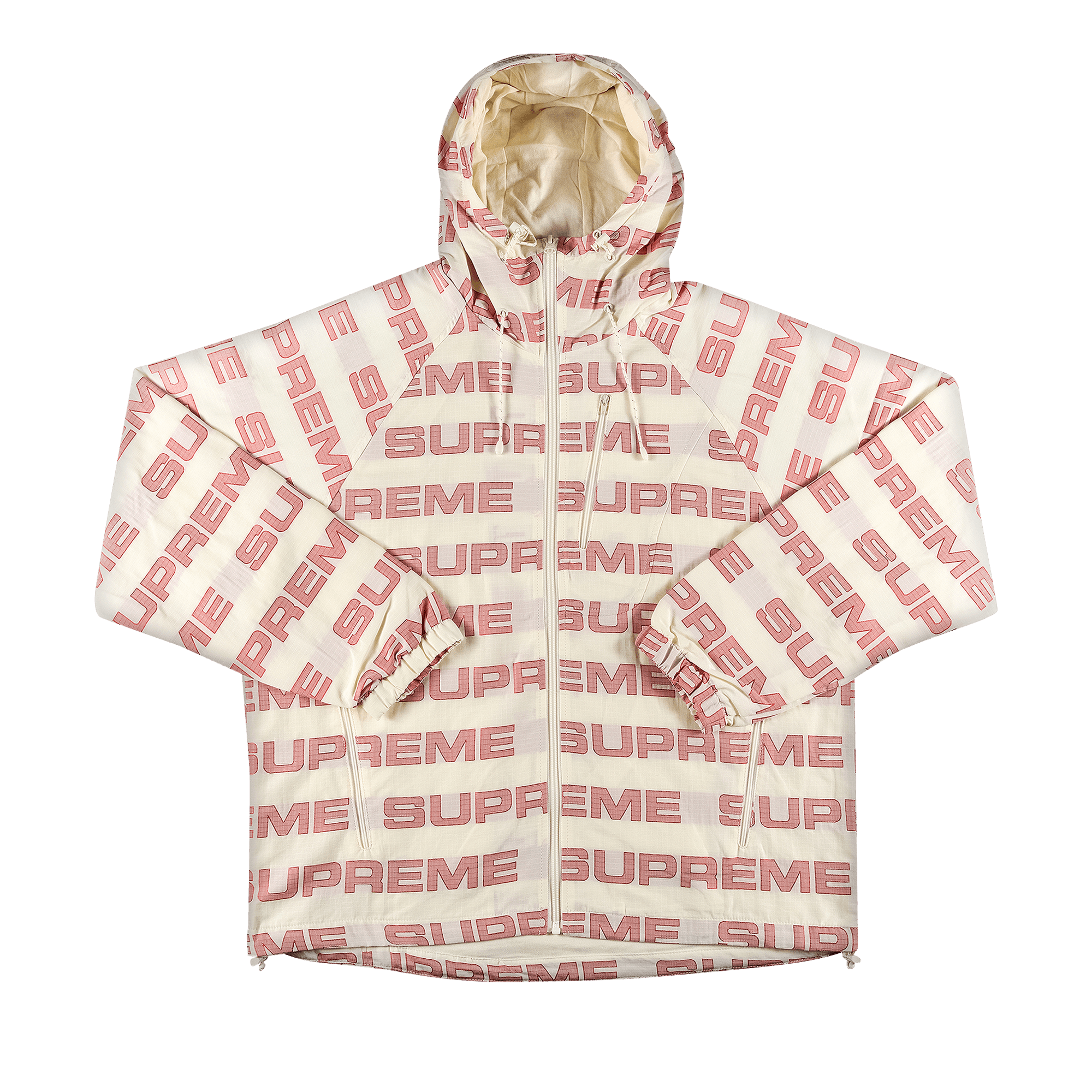 Supreme Logo Ripstop Hooded Track Jacket 'Natural'
