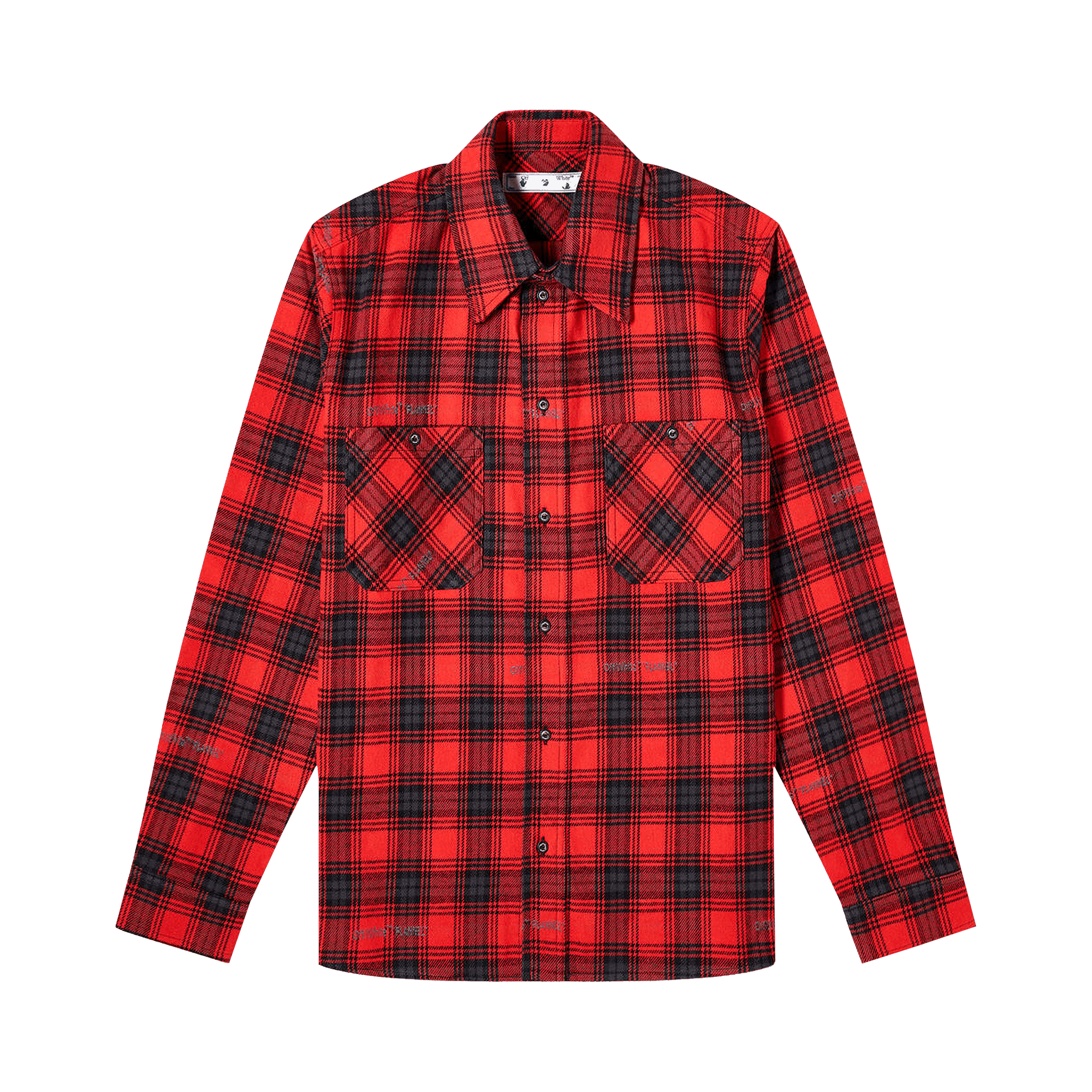 OFF-WHITE OFF-WHITE STENCIL FLANNEL CHECK SHIRT 'RED/BLACK'