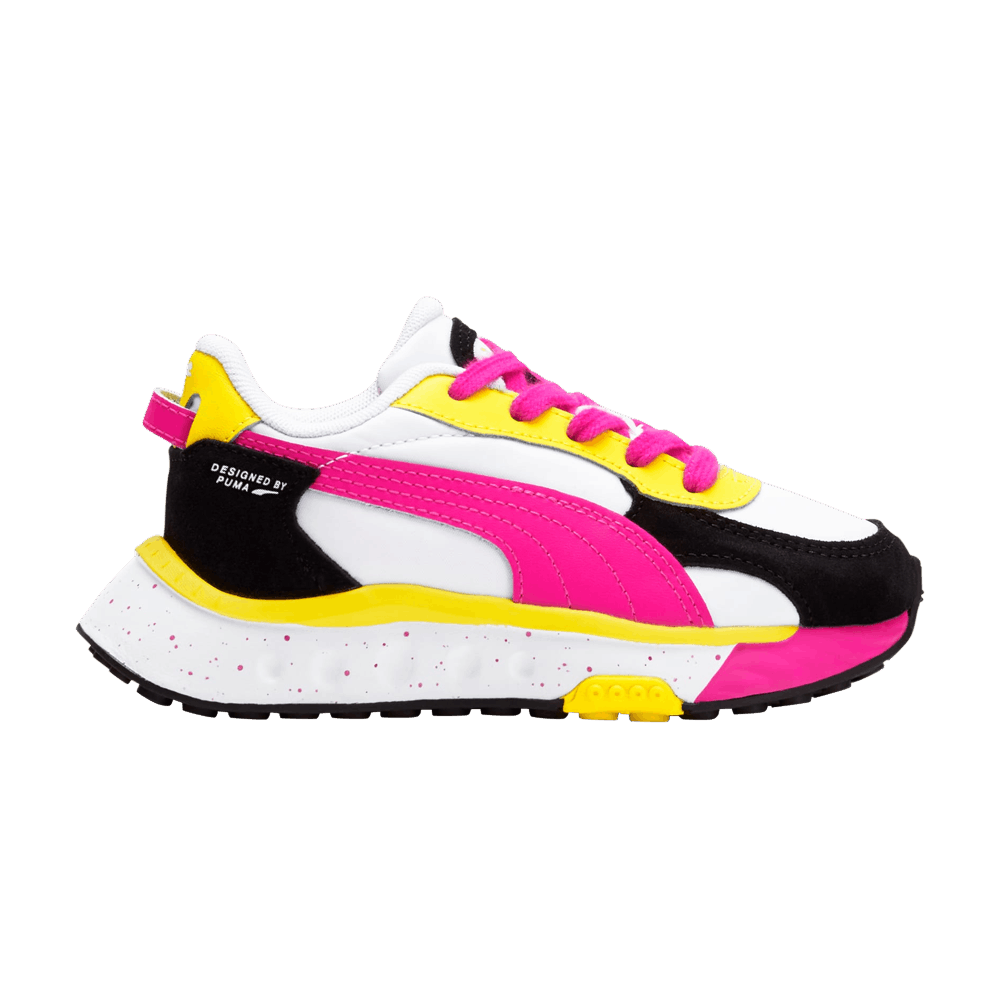 Pre-owned Puma Wild Rider Little Kid 'rollin' - Pink Glow Yellow'