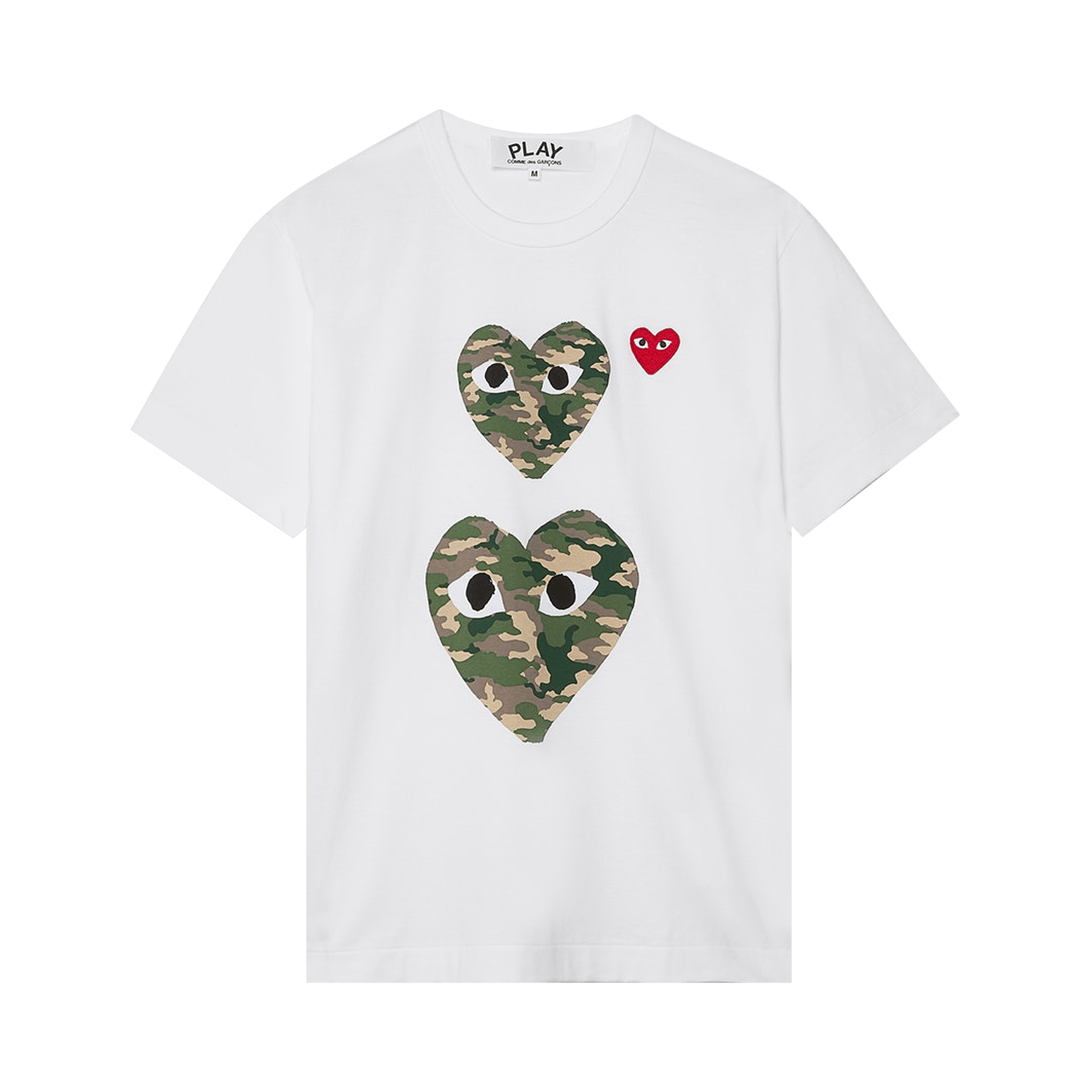 Comme des Garçons PLAY Camouflage Double Heart T-Shirt 'White'