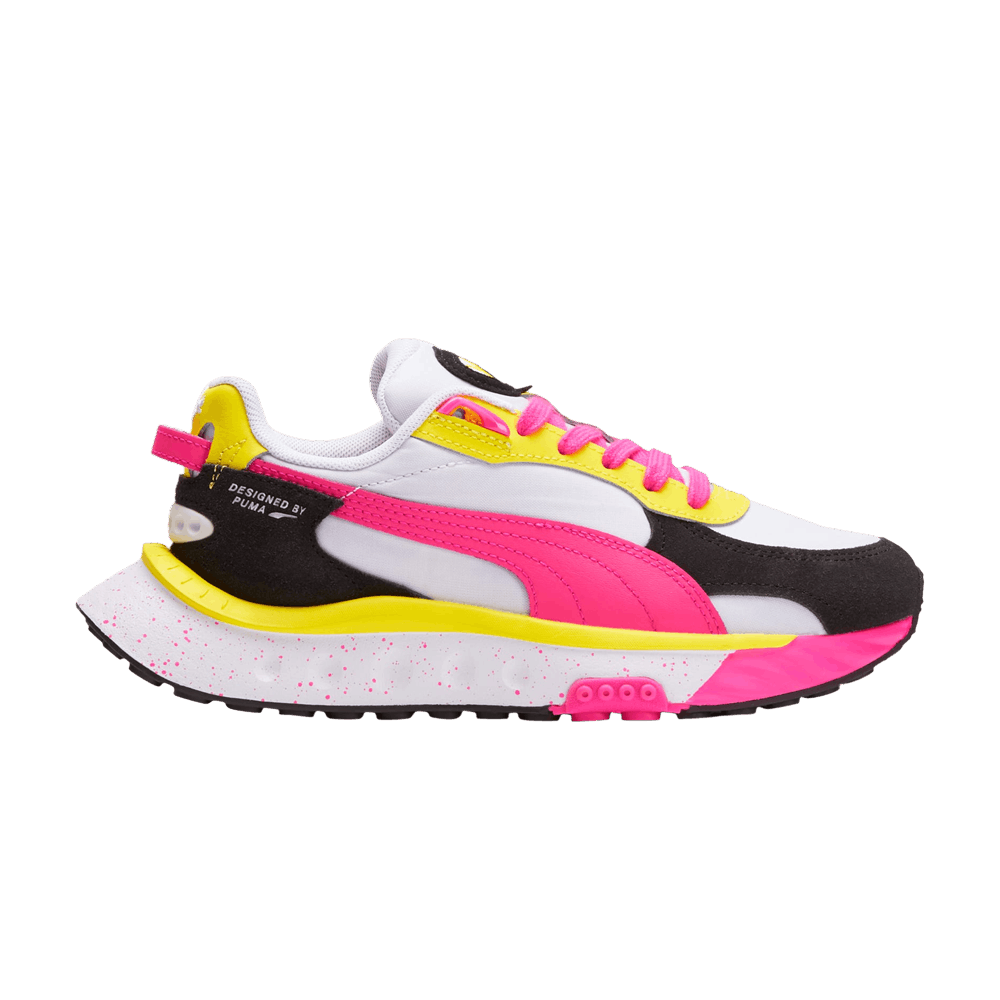 Pre-owned Puma Wild Rider Big Kid 'rollin' - Pink Glow Yellow'