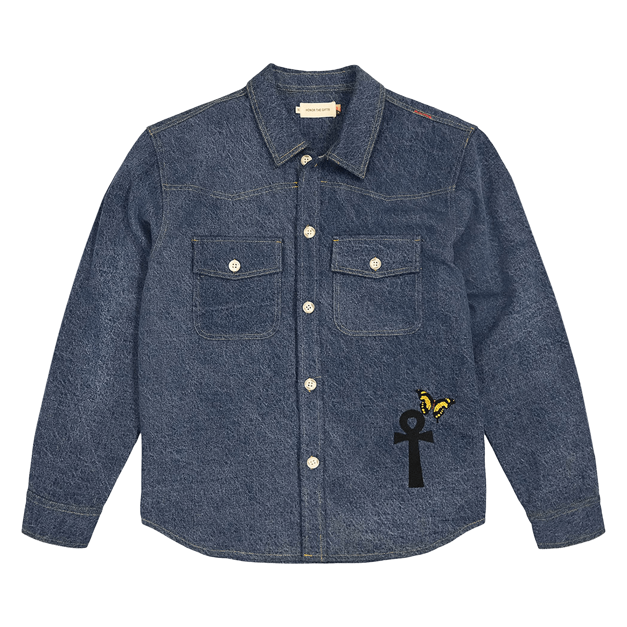 HONOR THE GIFT DENIM VARSITY JACKET 'BLUE'