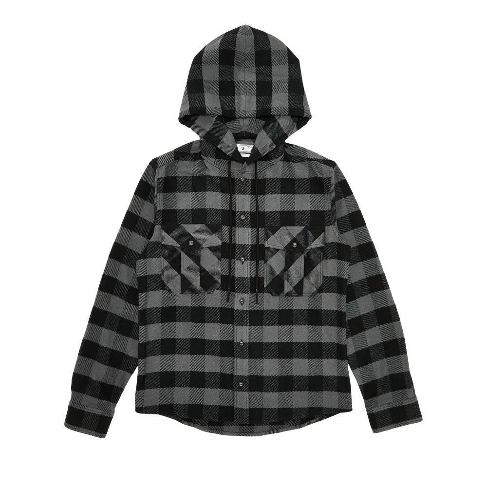 Off-White Arrow Hooded Flannel Shirt 'Light Grey'