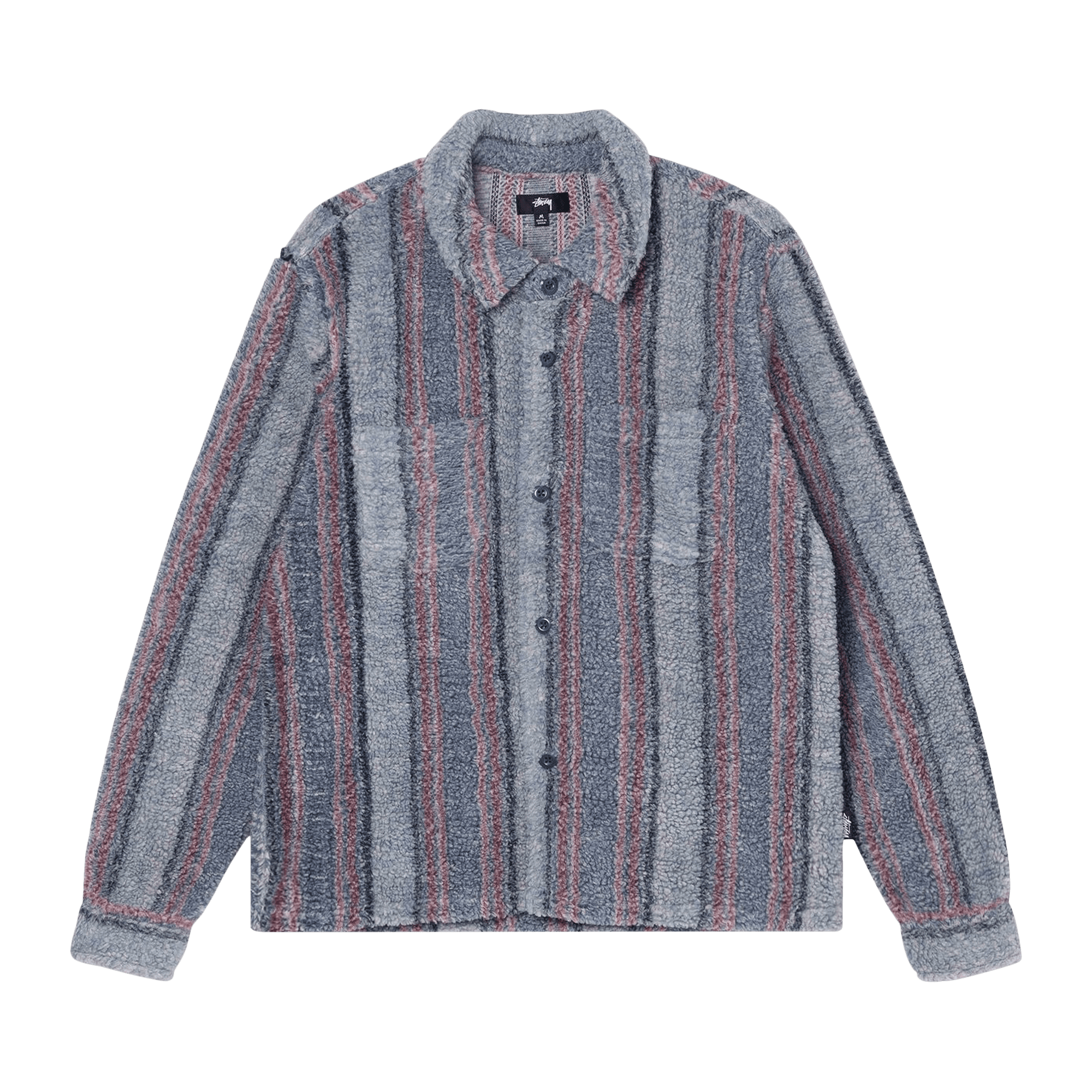 Stussy Stripe Sherpa Shirt 'Blue'