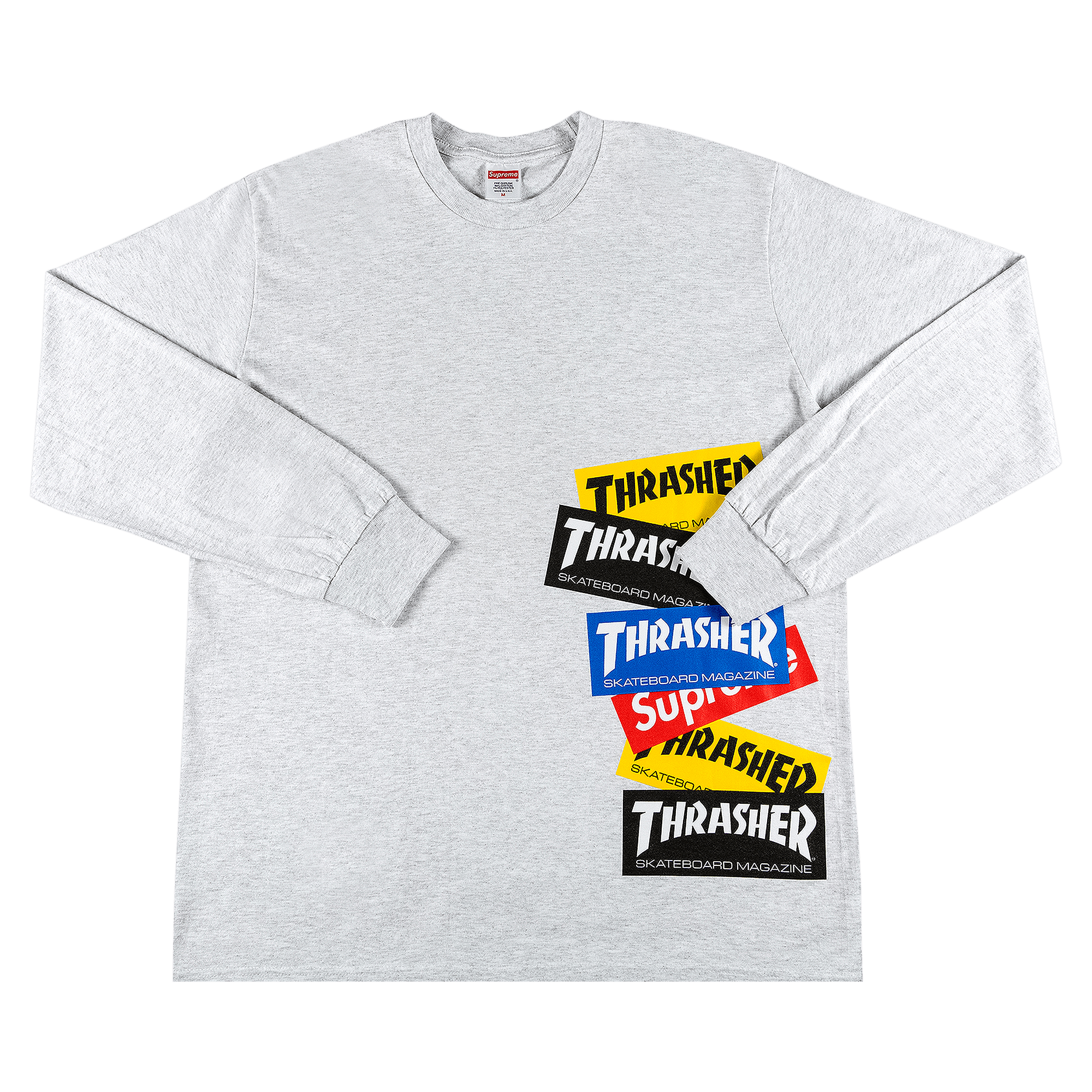 Supreme x Thrasher Multi Logo Long-Sleeve Tee 'Ash Grey'