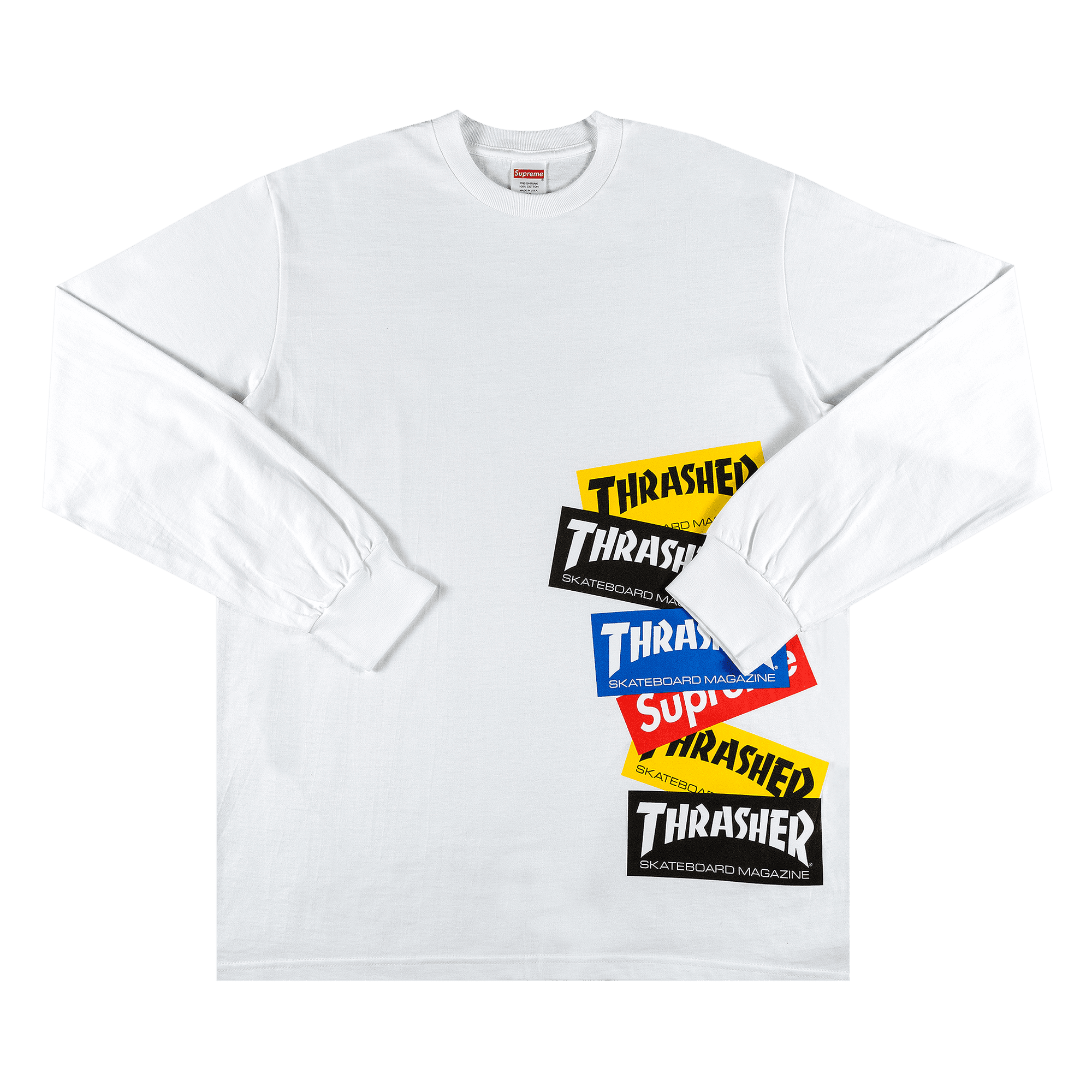 Supreme x Thrasher Multi Logo Long-Sleeve Tee 'White'