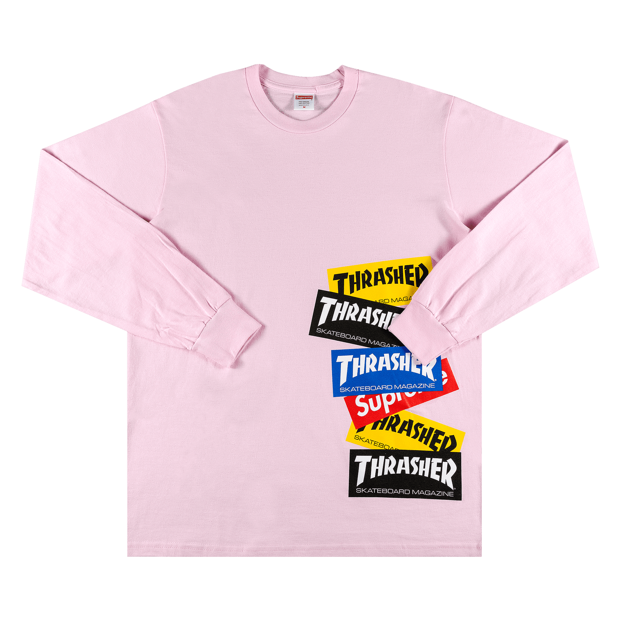 Supreme x Thrasher Multi Logo Long-Sleeve Tee 'Light Pink'