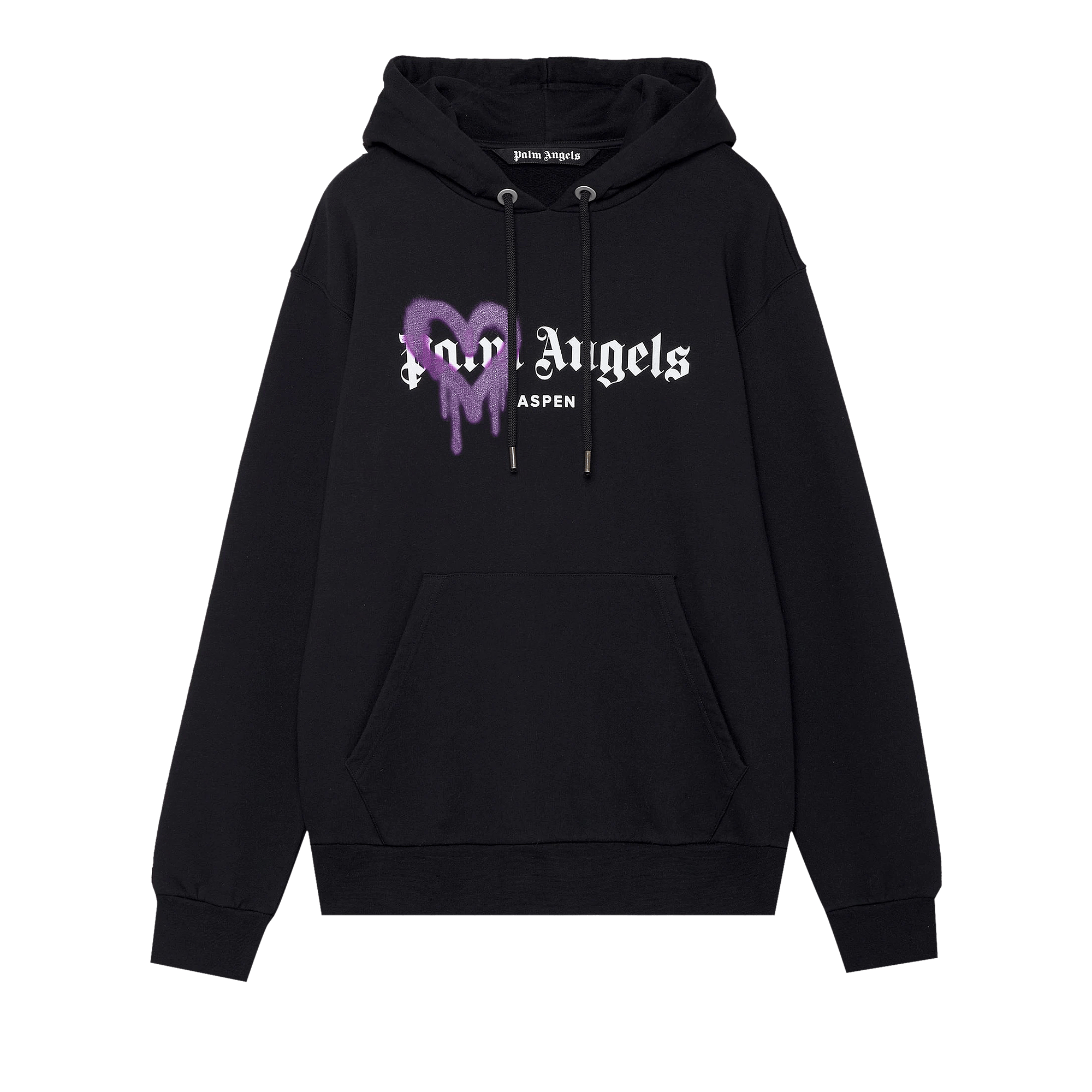 Palm Angels Aspen Heart Sprayed Hoodie 'Black/Purple'
