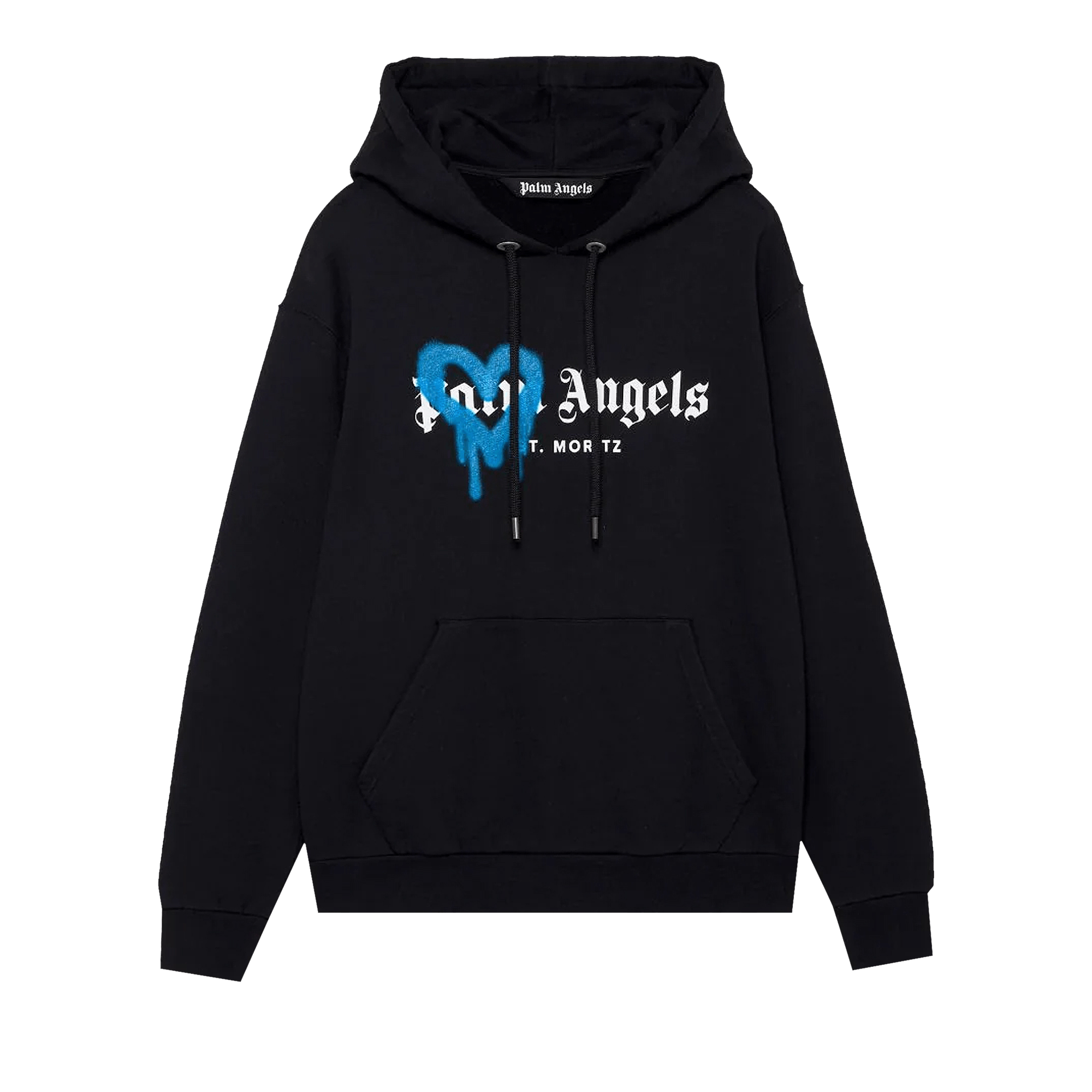 Palm Angels St. Moritz Heart Sprayed Hoodie 'Black/Blue'