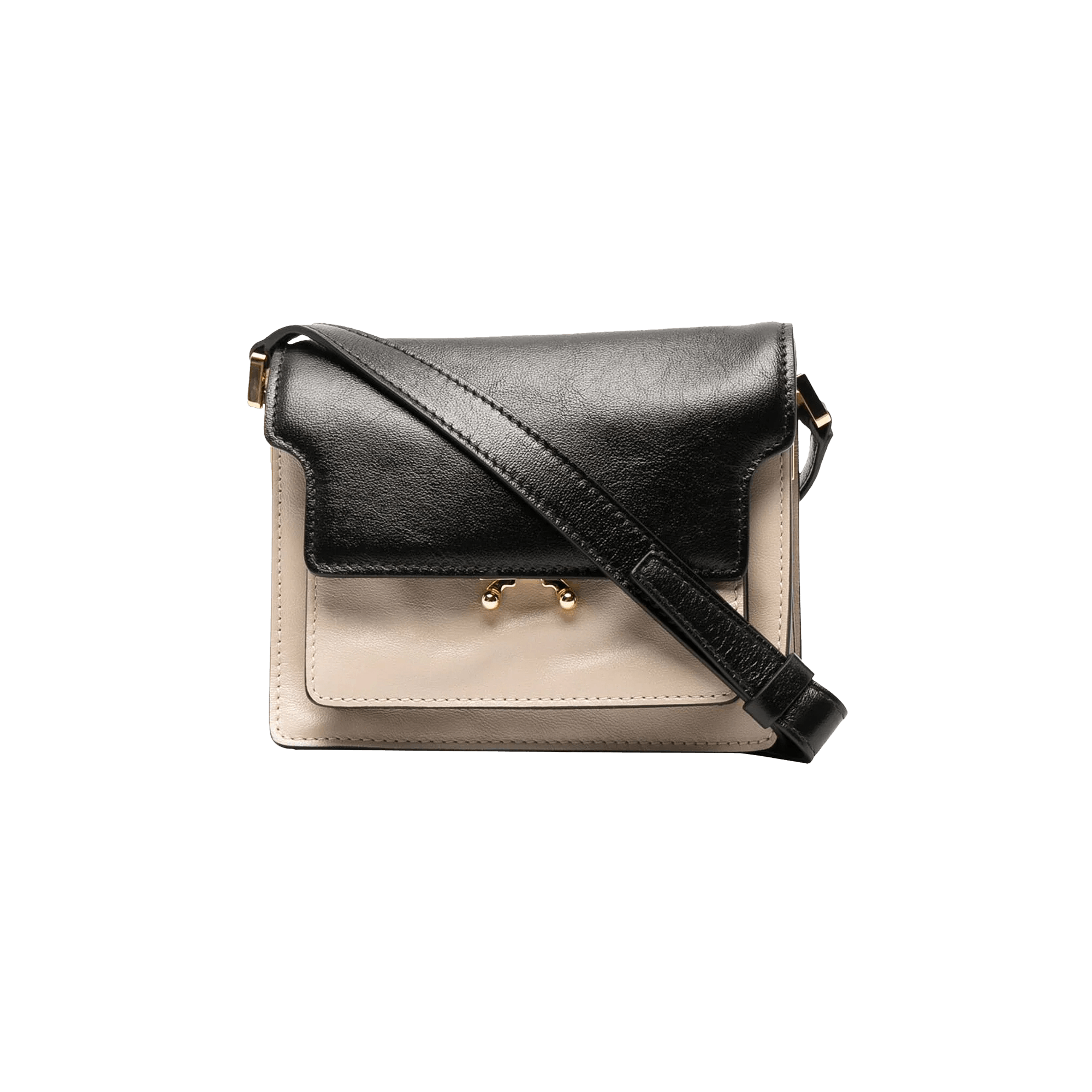 Marni Trunk Soft Mini Bag in Beige and Black Leather 'Black/Beige'