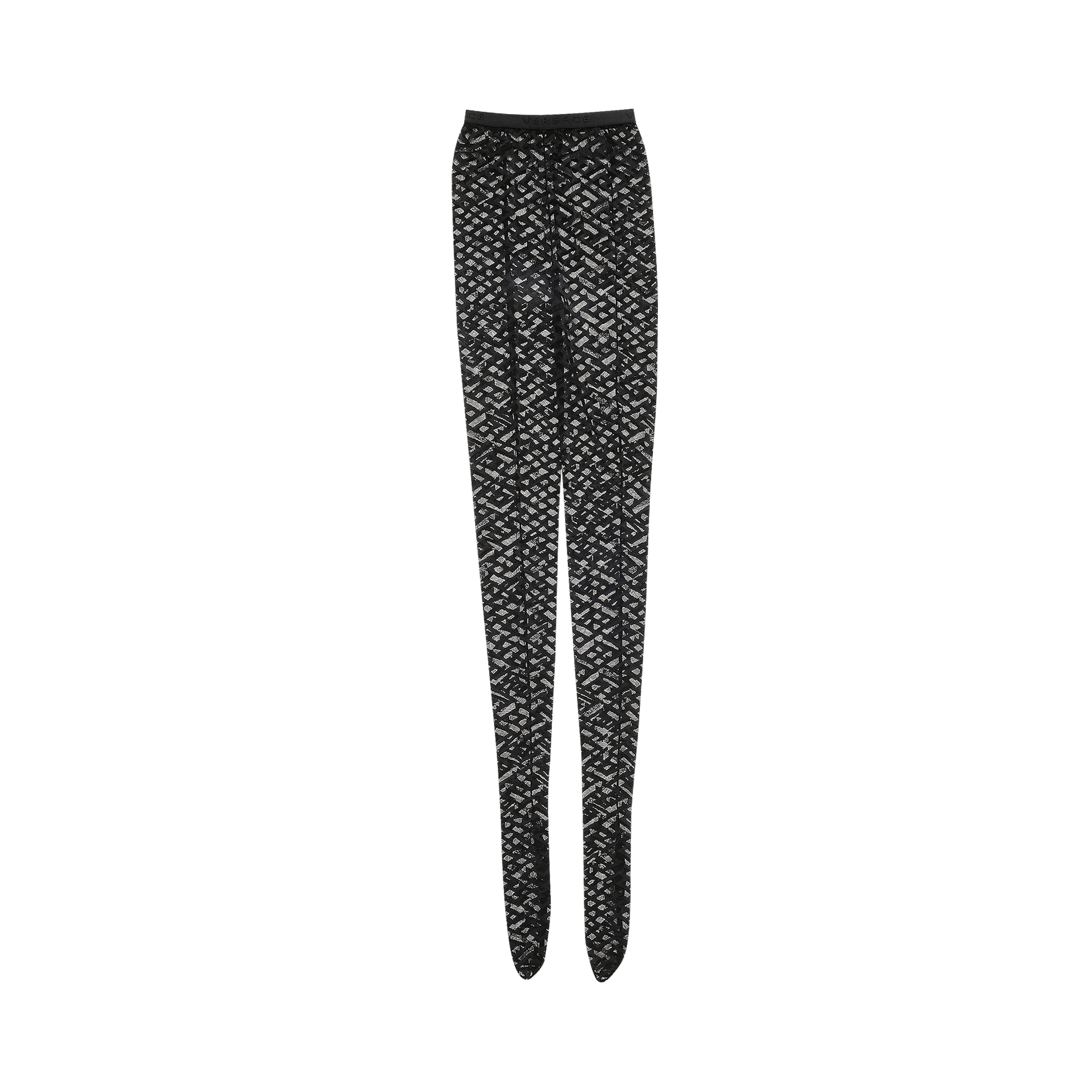 Pre-owned Versace Monogram Tulle Tights 'black'