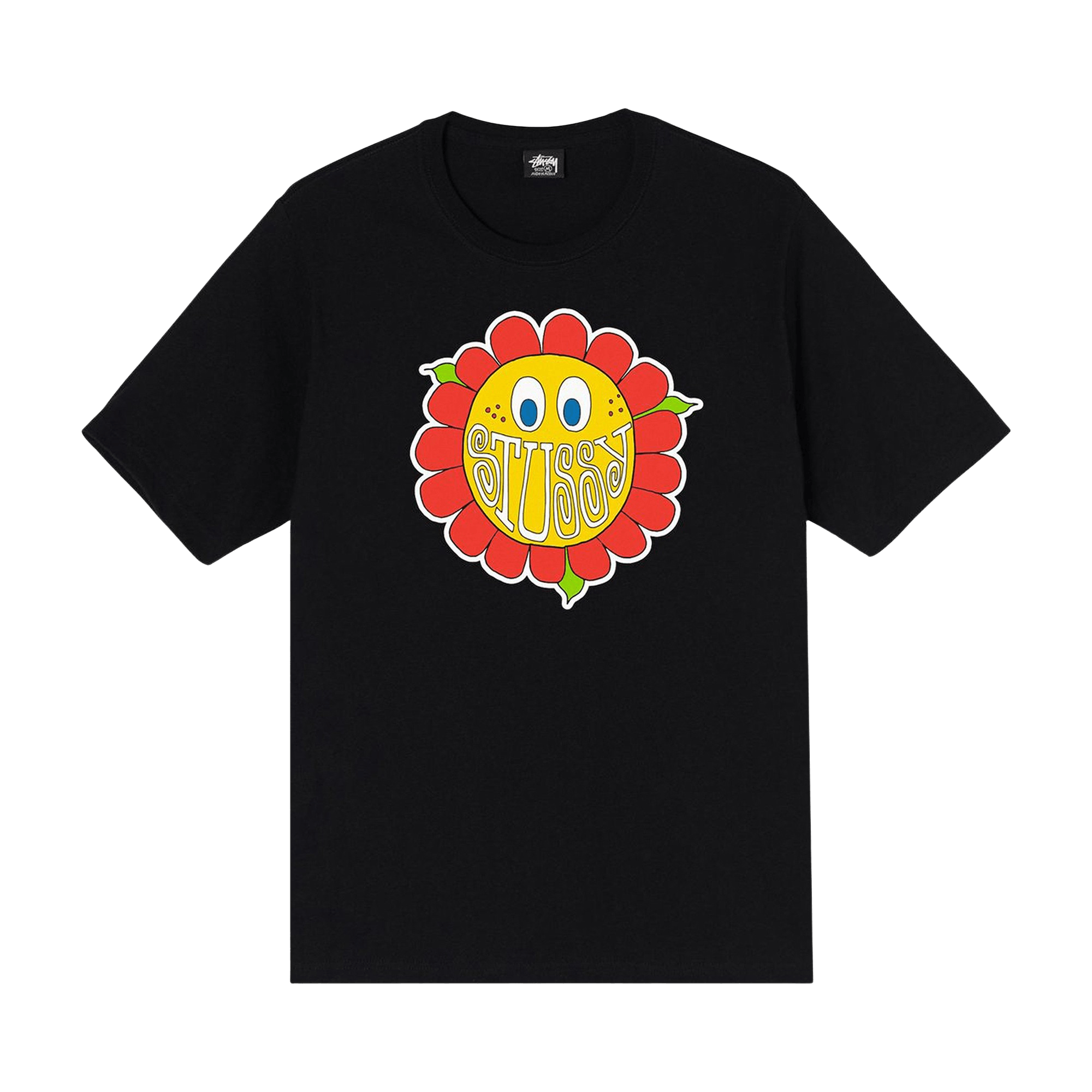 Pre-owned Stussy Happy Flower T-shirt 'black'