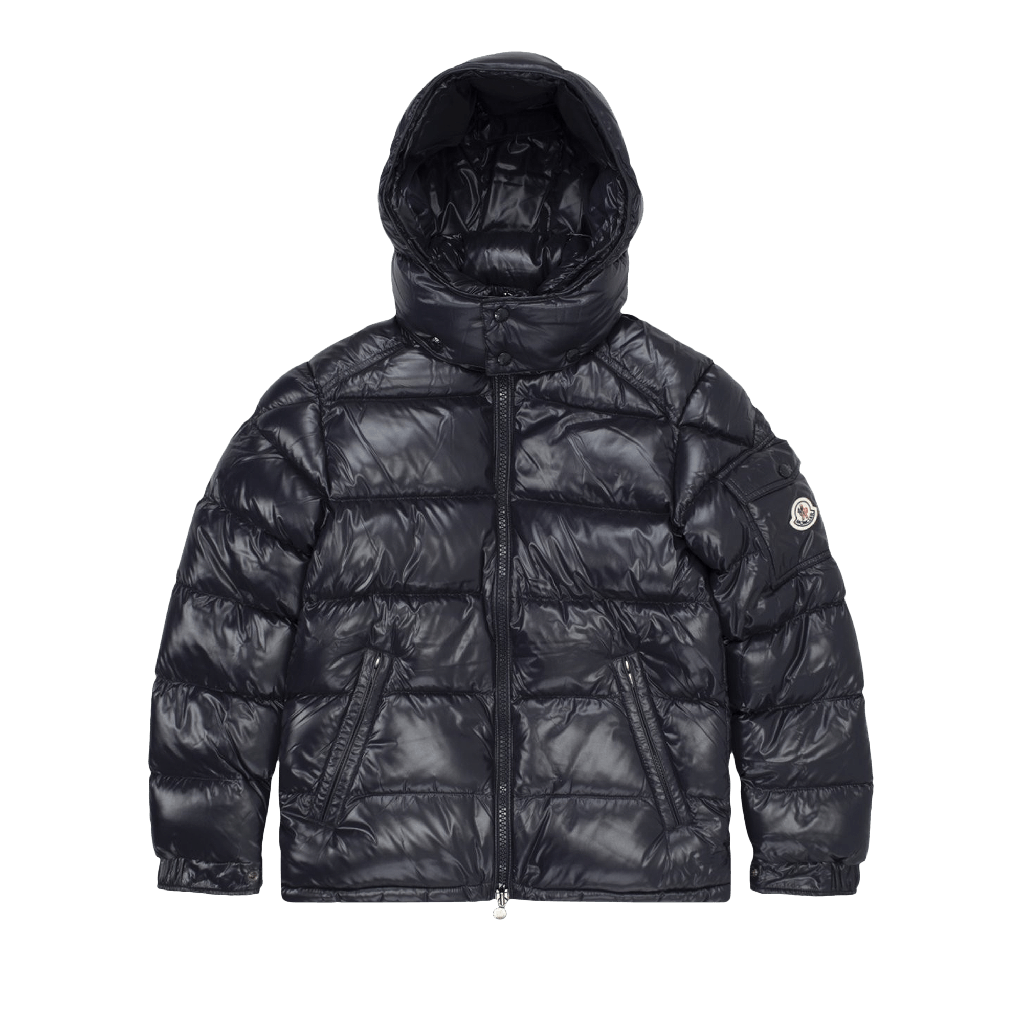 Moncler Maya Hooded Puffer Shiny Jacket 'Dark Blue'