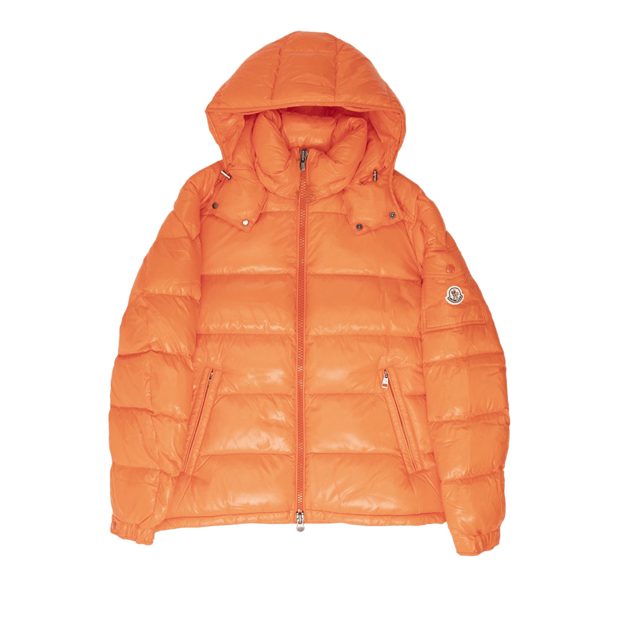 Moncler Maya Hooded Puffer Shiny Jacket 'Orange'