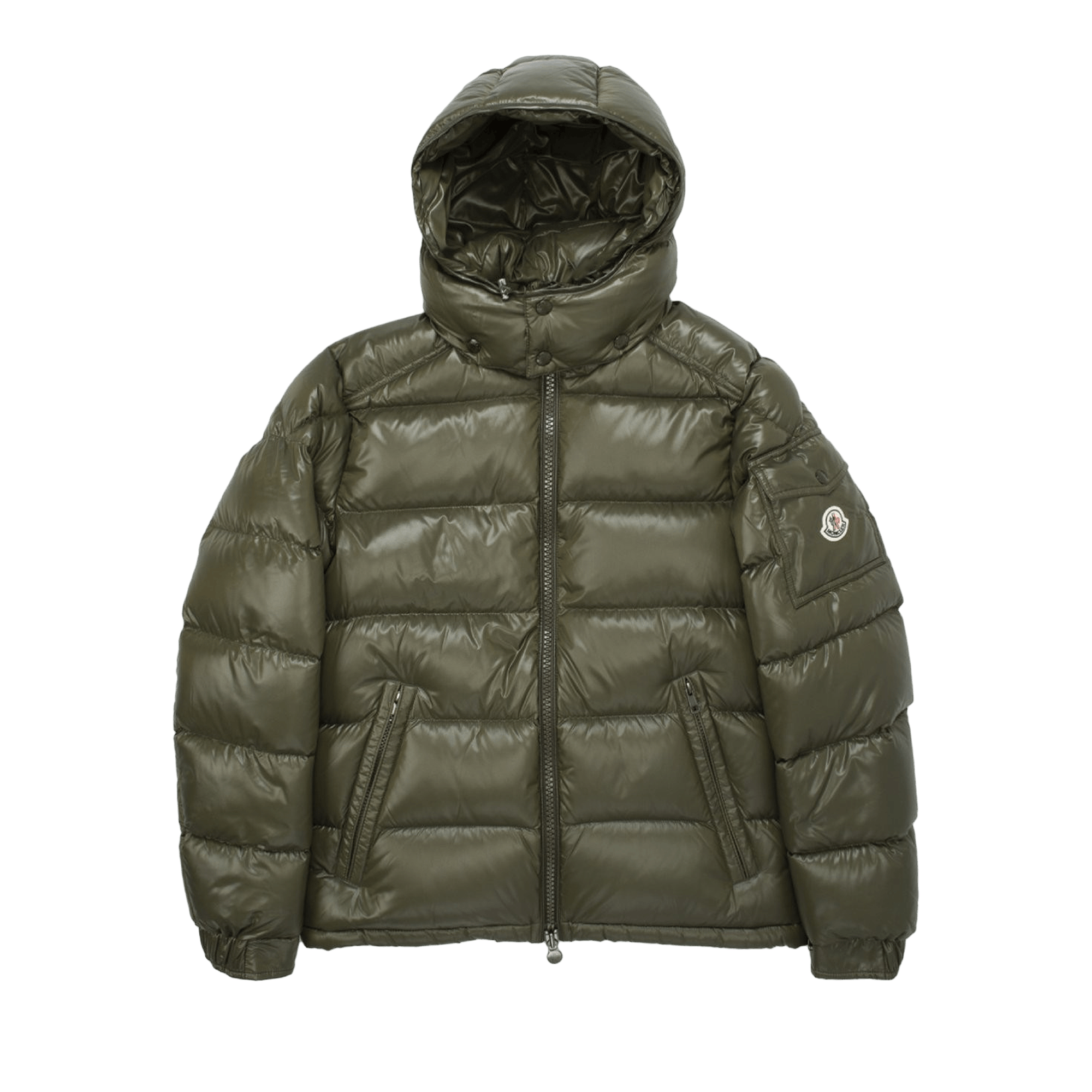 Moncler Maya Hooded Puffer Shiny Jacket 'Dark Green'